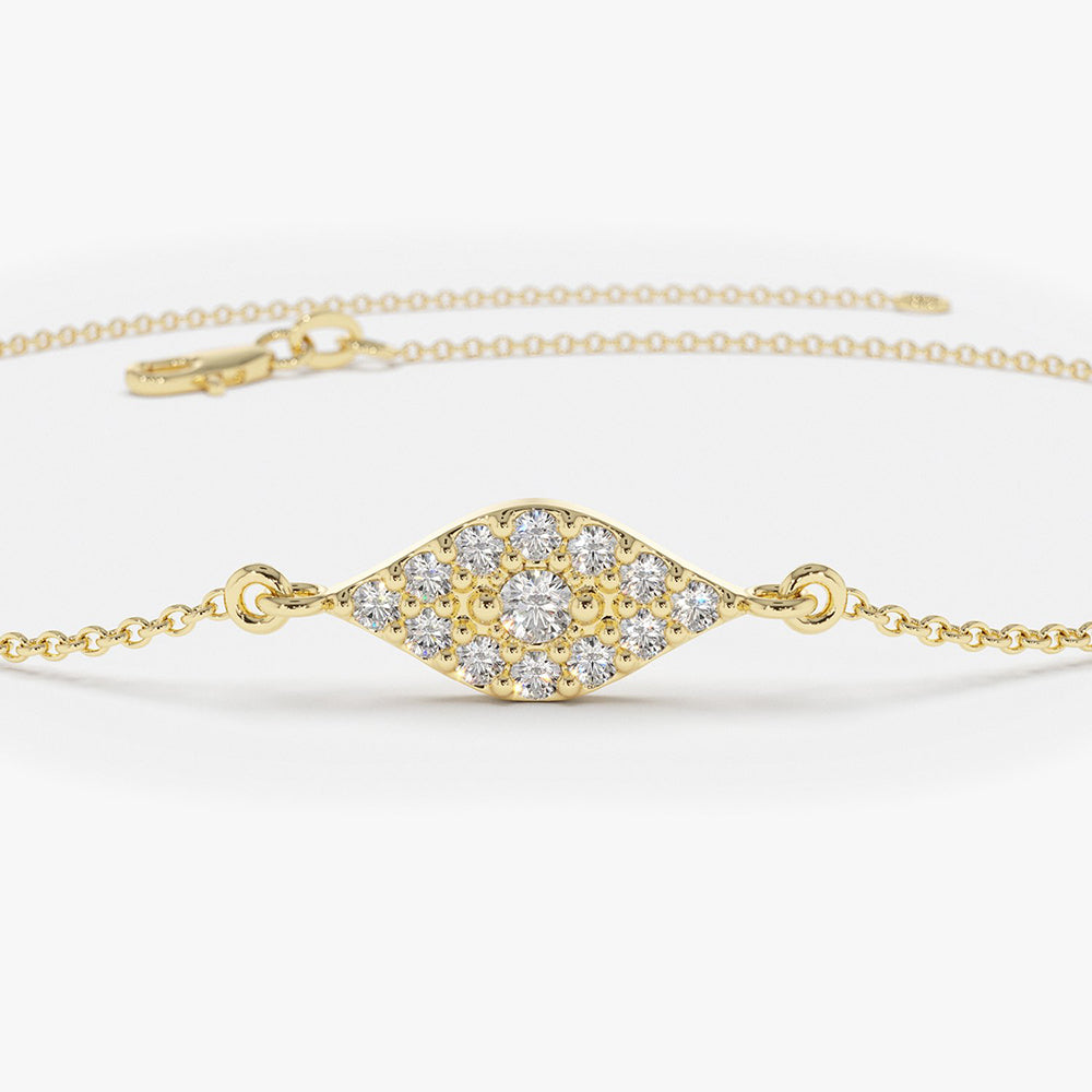 14k Gold All Diamond Evil Eye Bracelet