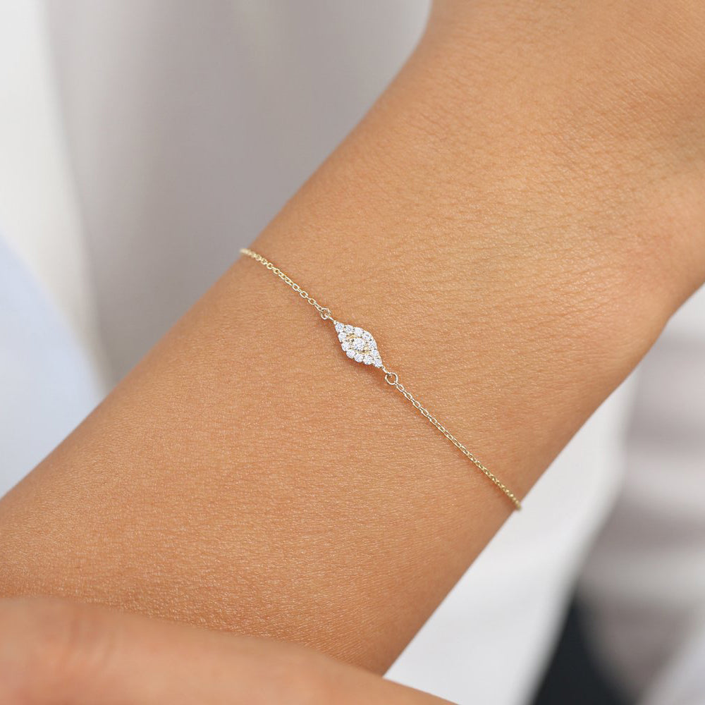 14k Gold All Diamond Evil Eye Bracelet