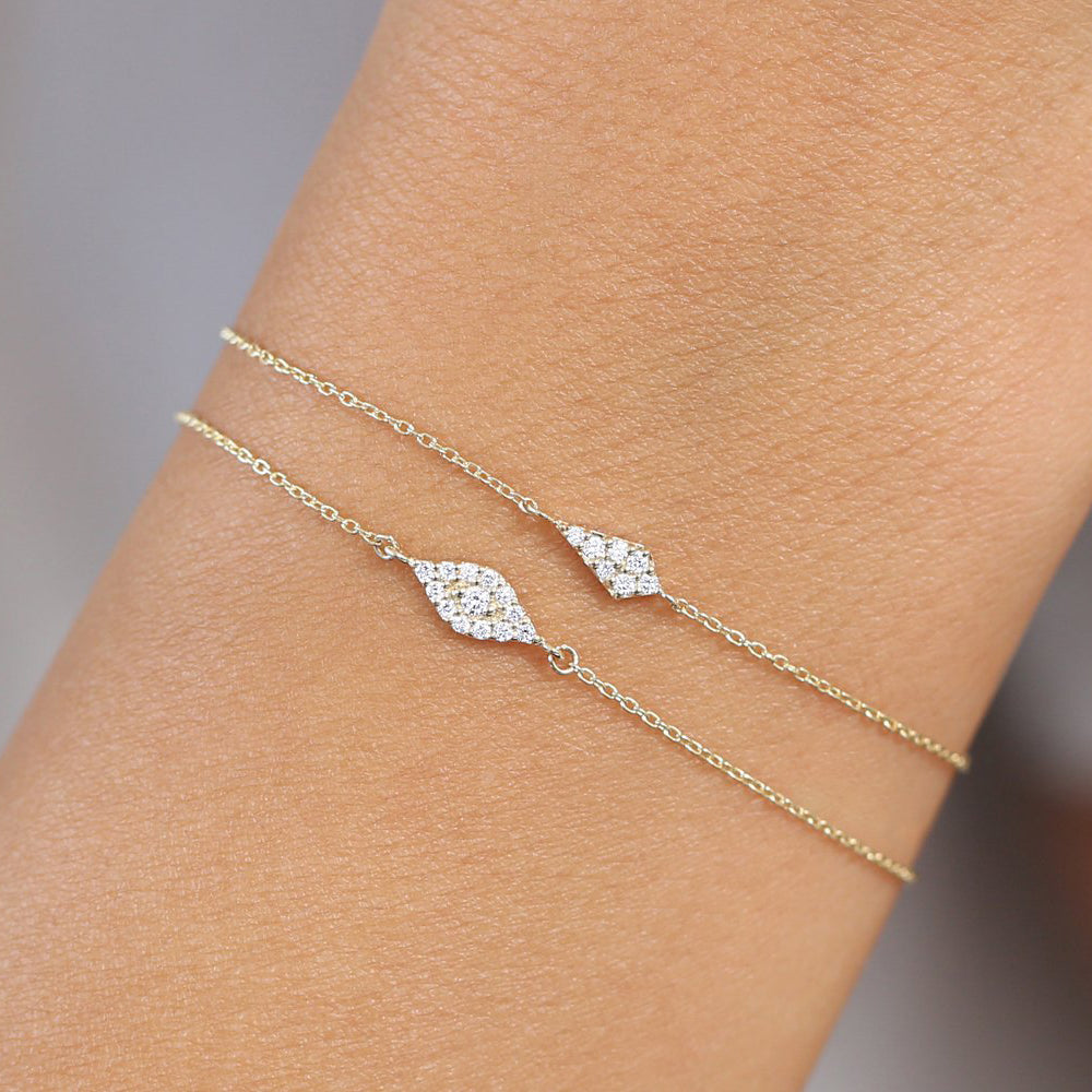 14k Gold All Diamond Evil Eye Bracelet