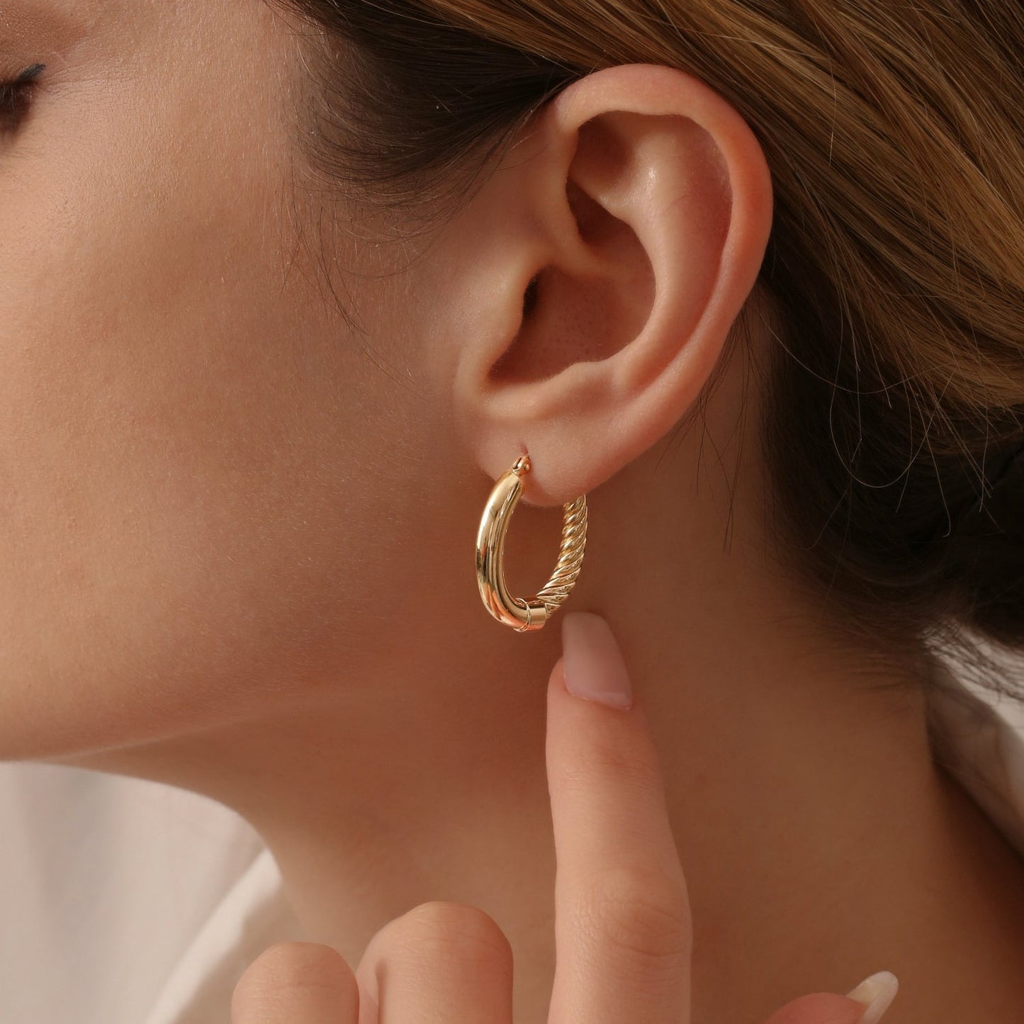 14k Inside-Out Gold Hoop Earrings 20MM - Geum Jewels