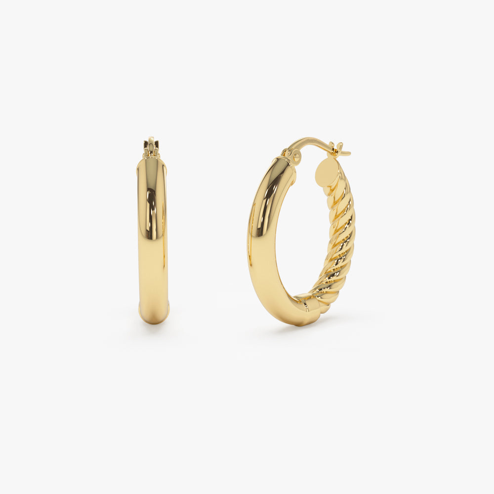 14k Inside-Out Gold Hoop Earrings 20MM - Geum Jewels