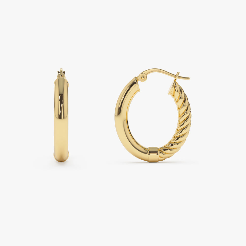 14k Inside-Out Gold Hoop Earrings 20MM - Geum Jewels