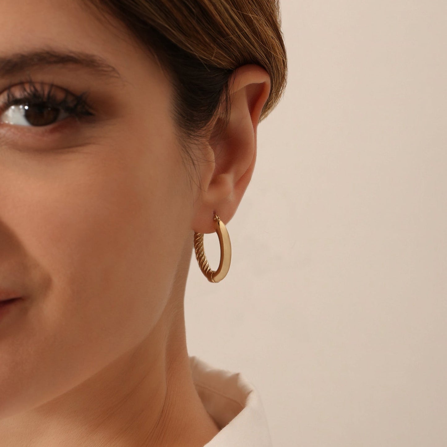 14k Inside-Out Gold Hoop Earrings 20MM - Geum Jewels
