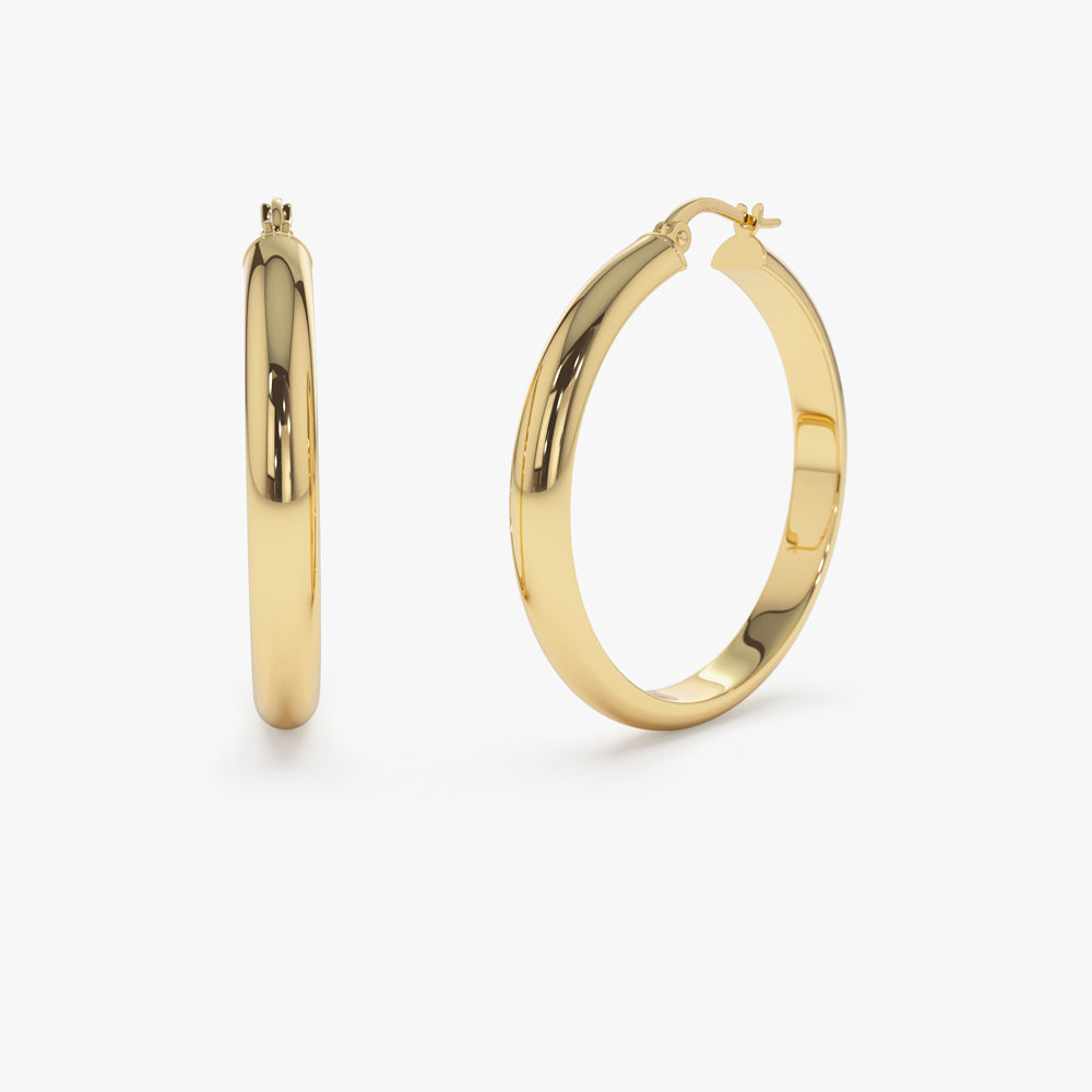 14k Large Gold Hoop Earrings 35MM - Geum Jewels