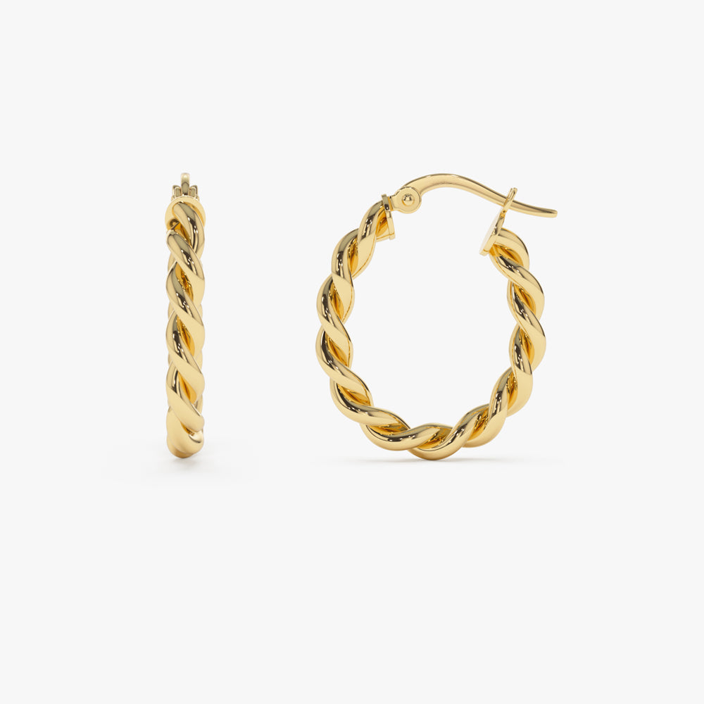 14k Twist Rope Earrings 20MM - Geum Jewels