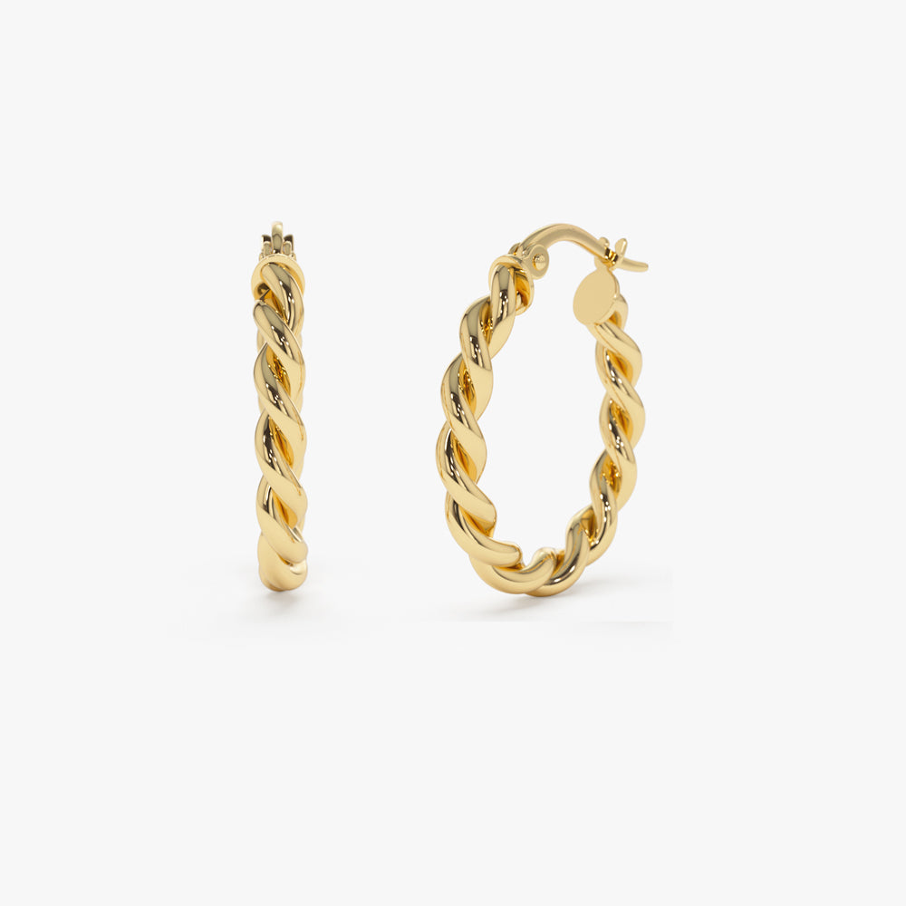 14k Twist Rope Earrings 20MM - Geum Jewels