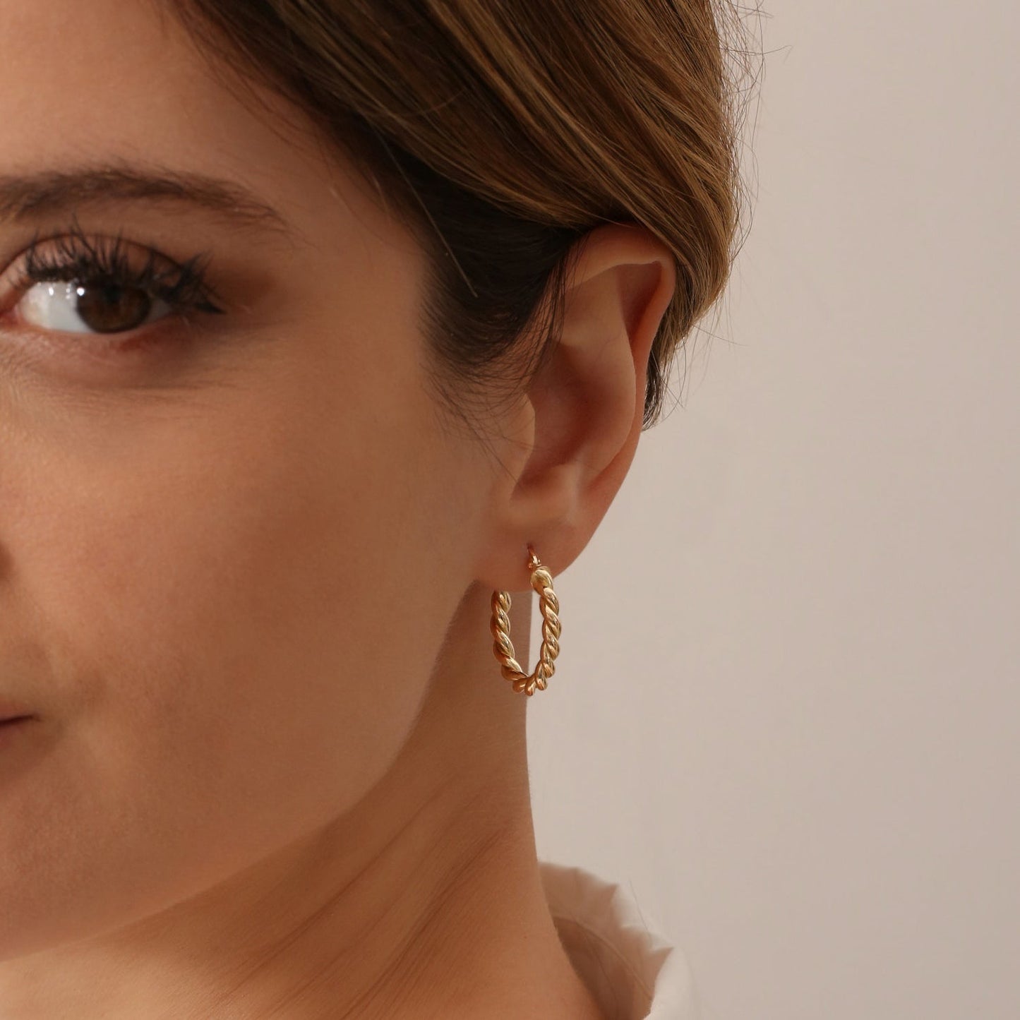 14k Twist Rope Earrings 20MM - Geum Jewels