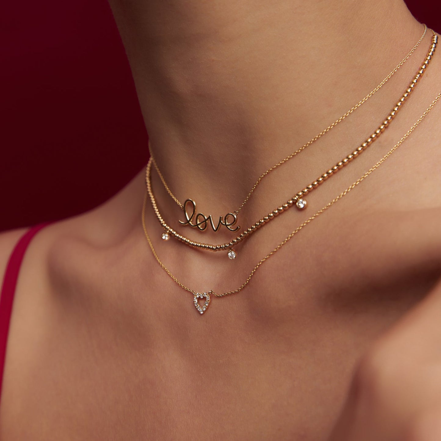 14k Solid Gold Love Necklace