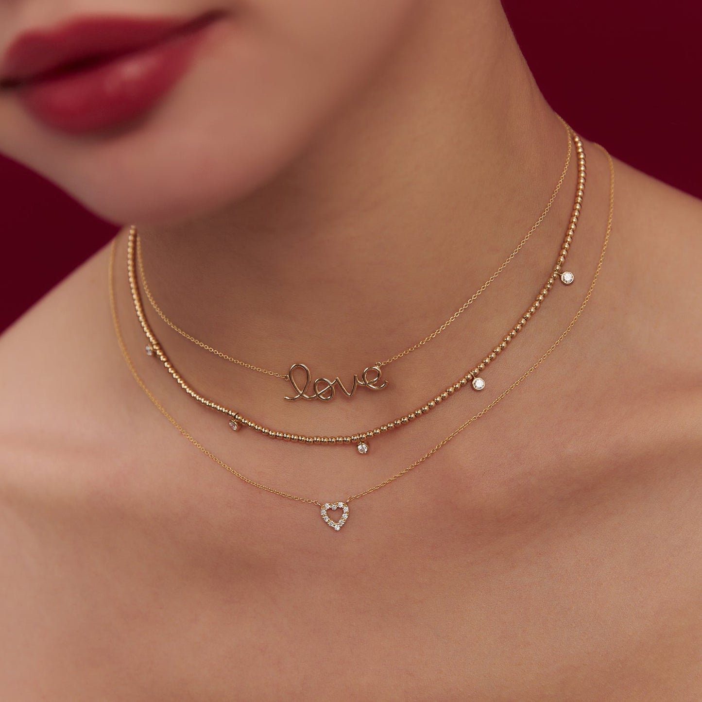 14k Solid Gold Love Necklace