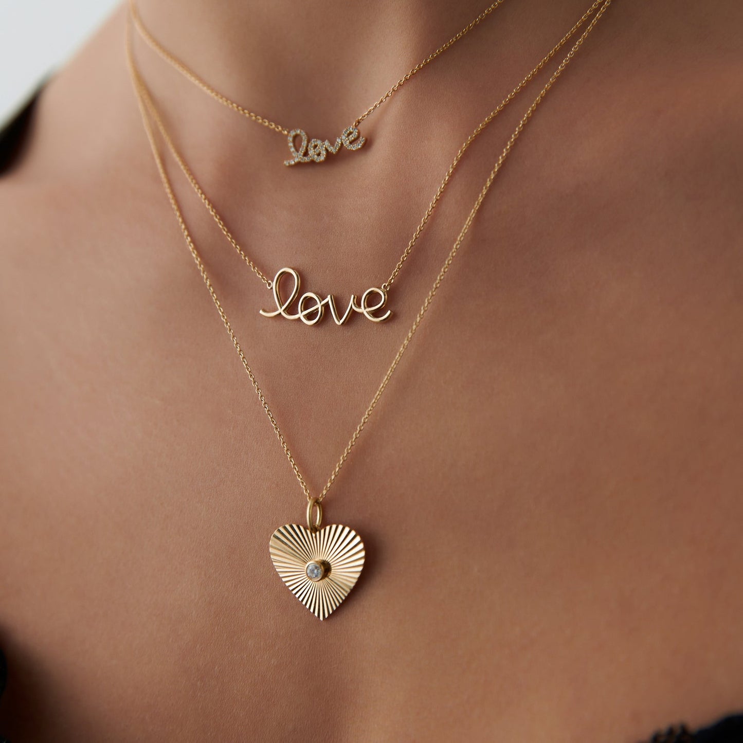 14k Solid Gold Love Necklace
