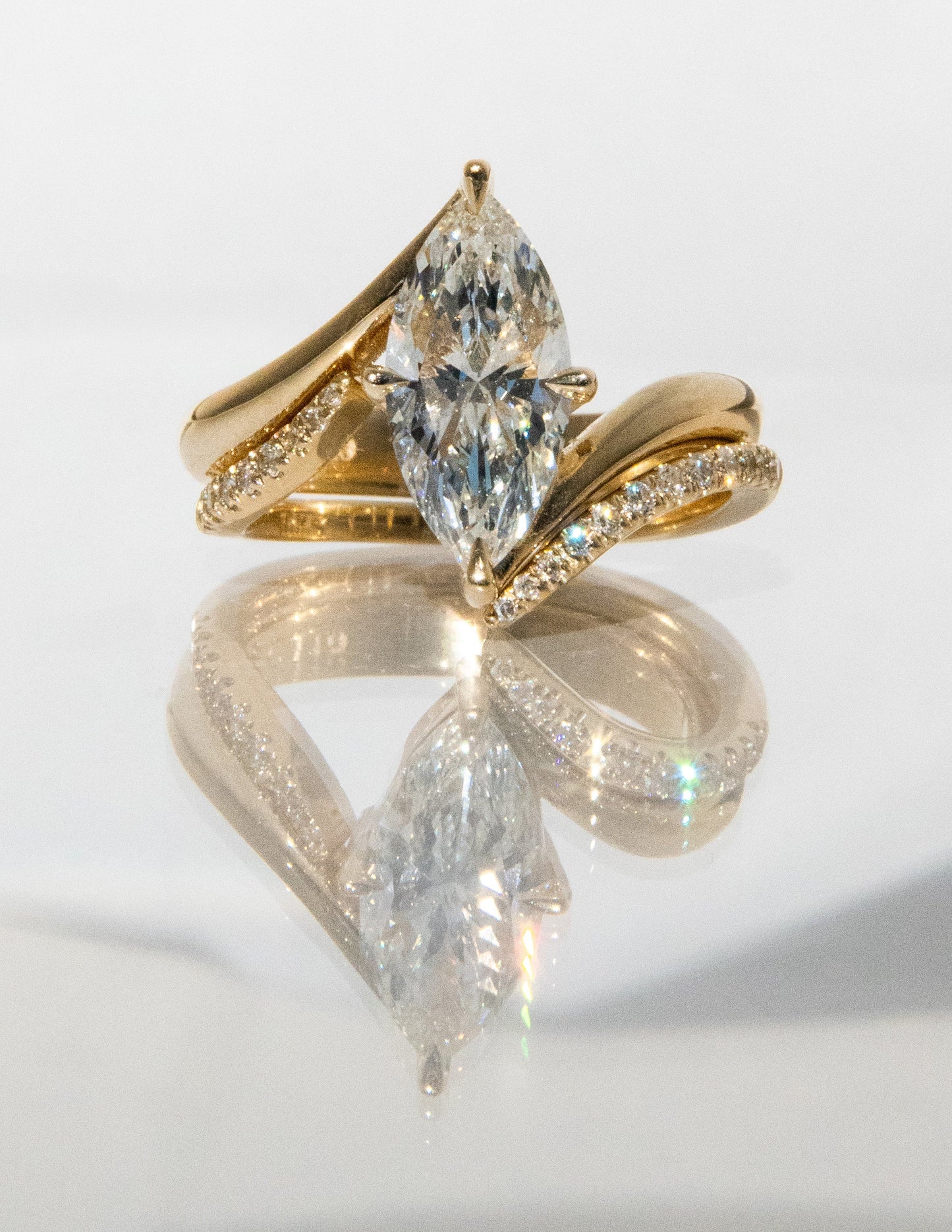 1.0- 2.0ct VERTICAL MARQUISE Solitaire Ring & Band SET - Geum Jewels