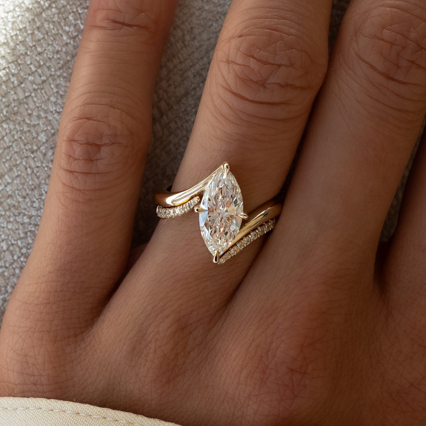 1.0- 2.0ct VERTICAL MARQUISE Solitaire Ring & Band SET - Geum Jewels