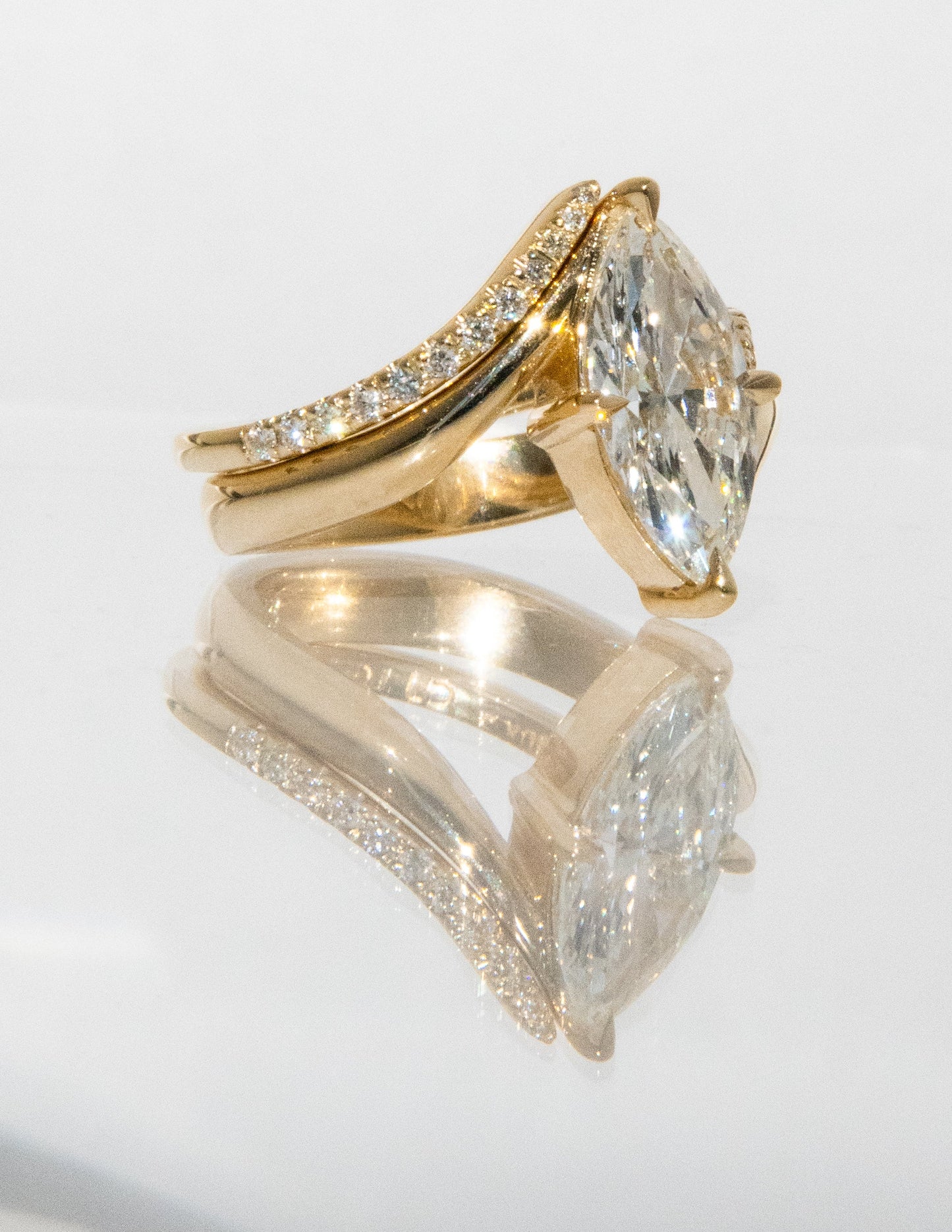 1.0- 2.0ct VERTICAL MARQUISE Solitaire Ring & Band SET - Geum Jewels