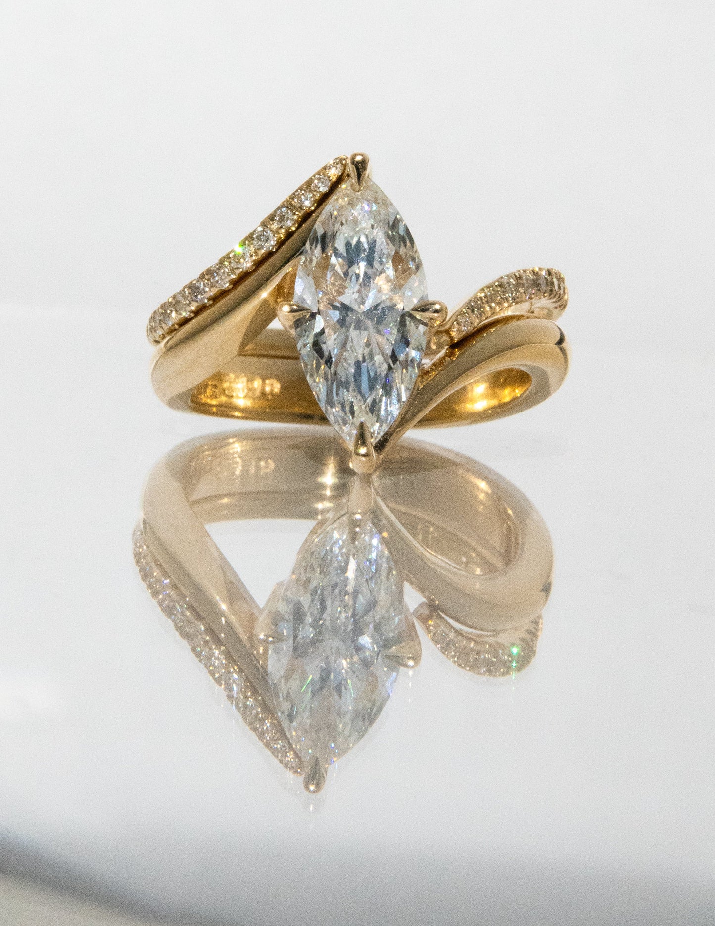 1.0- 2.0ct VERTICAL MARQUISE Solitaire Ring & Band SET - Geum Jewels