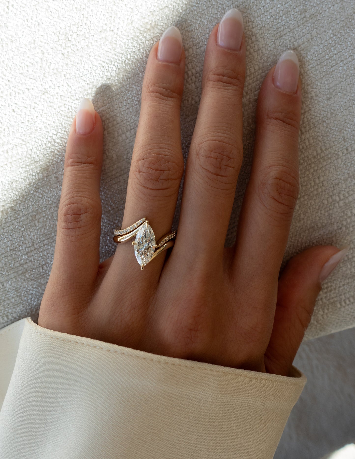 1.0- 2.0ct VERTICAL MARQUISE Solitaire Ring & Band SET - Geum Jewels