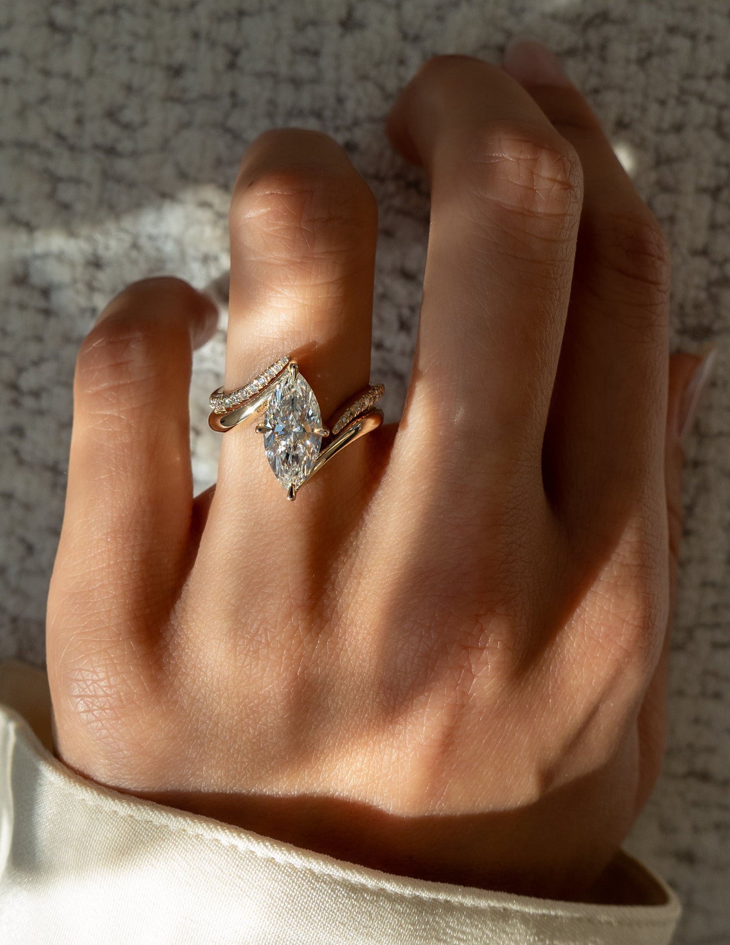 1.0- 2.0ct VERTICAL MARQUISE Solitaire Ring & Band SET - Geum Jewels