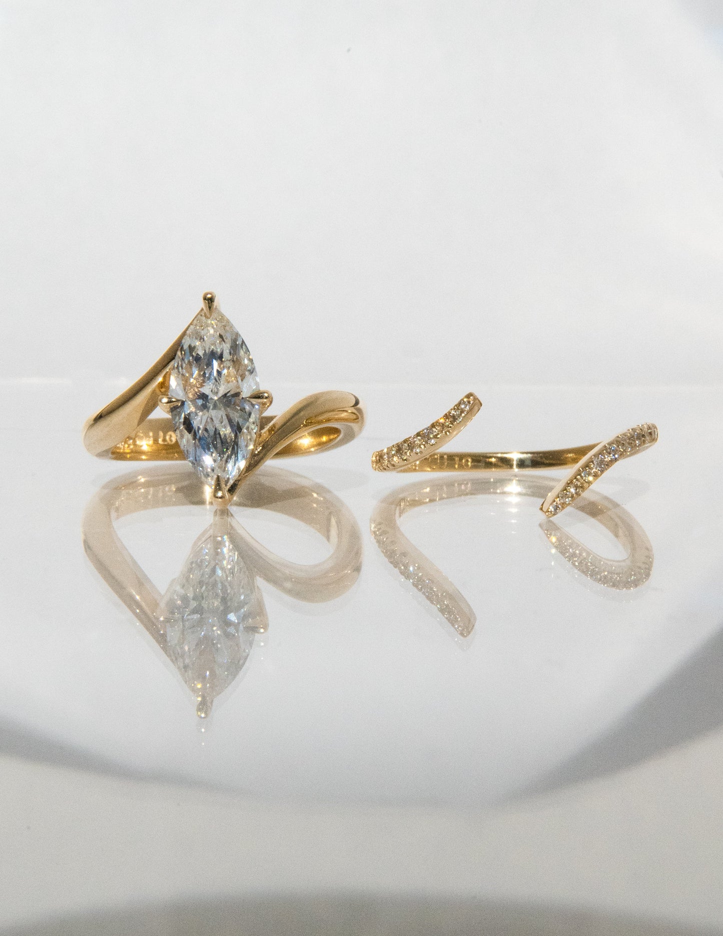 1.0- 2.0ct VERTICAL MARQUISE Solitaire Ring & Band SET - Geum Jewels