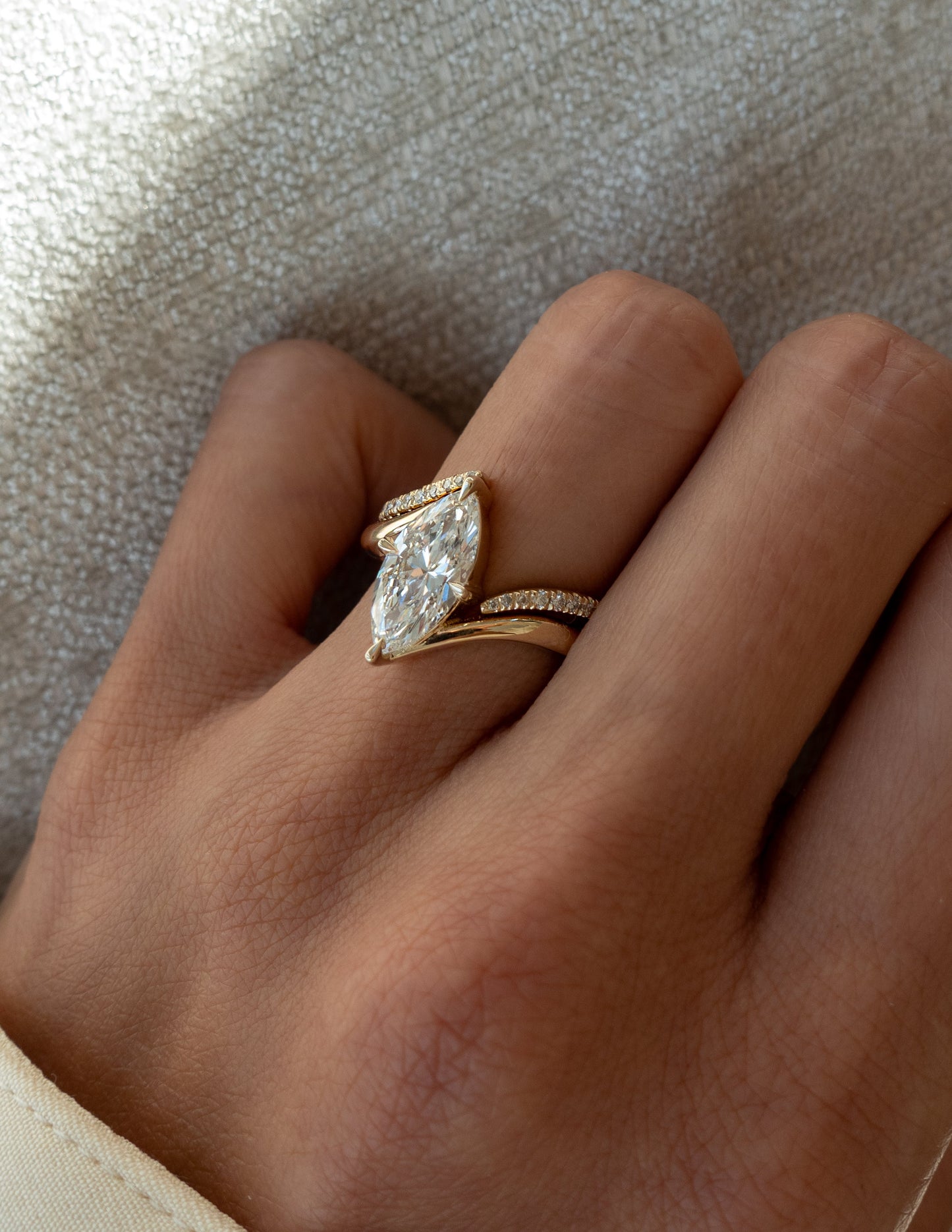 1.0- 2.0ct VERTICAL MARQUISE Solitaire Ring & Band SET - Geum Jewels