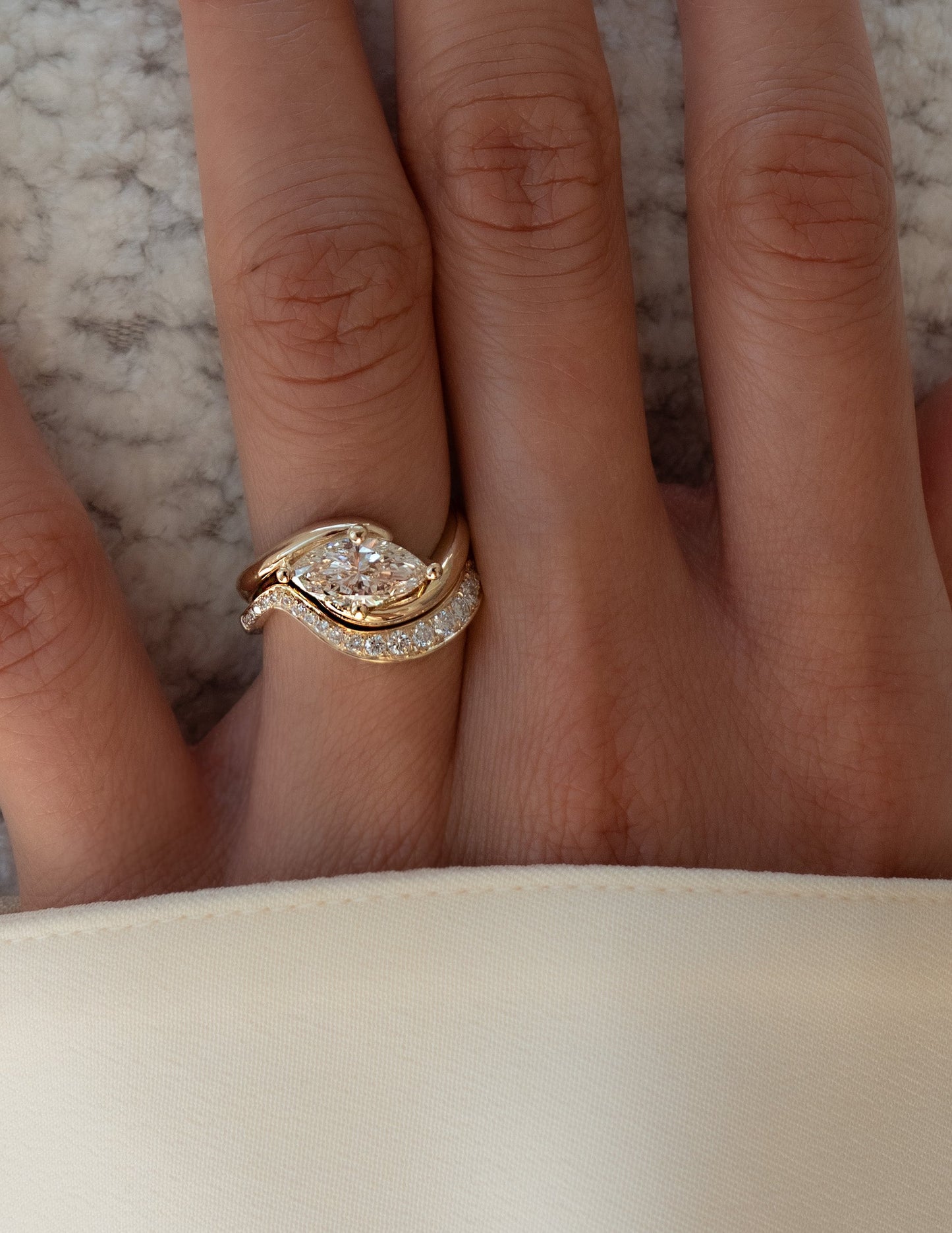 1.0- 2.0ct MARQUISE Solitaire Ring & Band SET - Geum Jewels