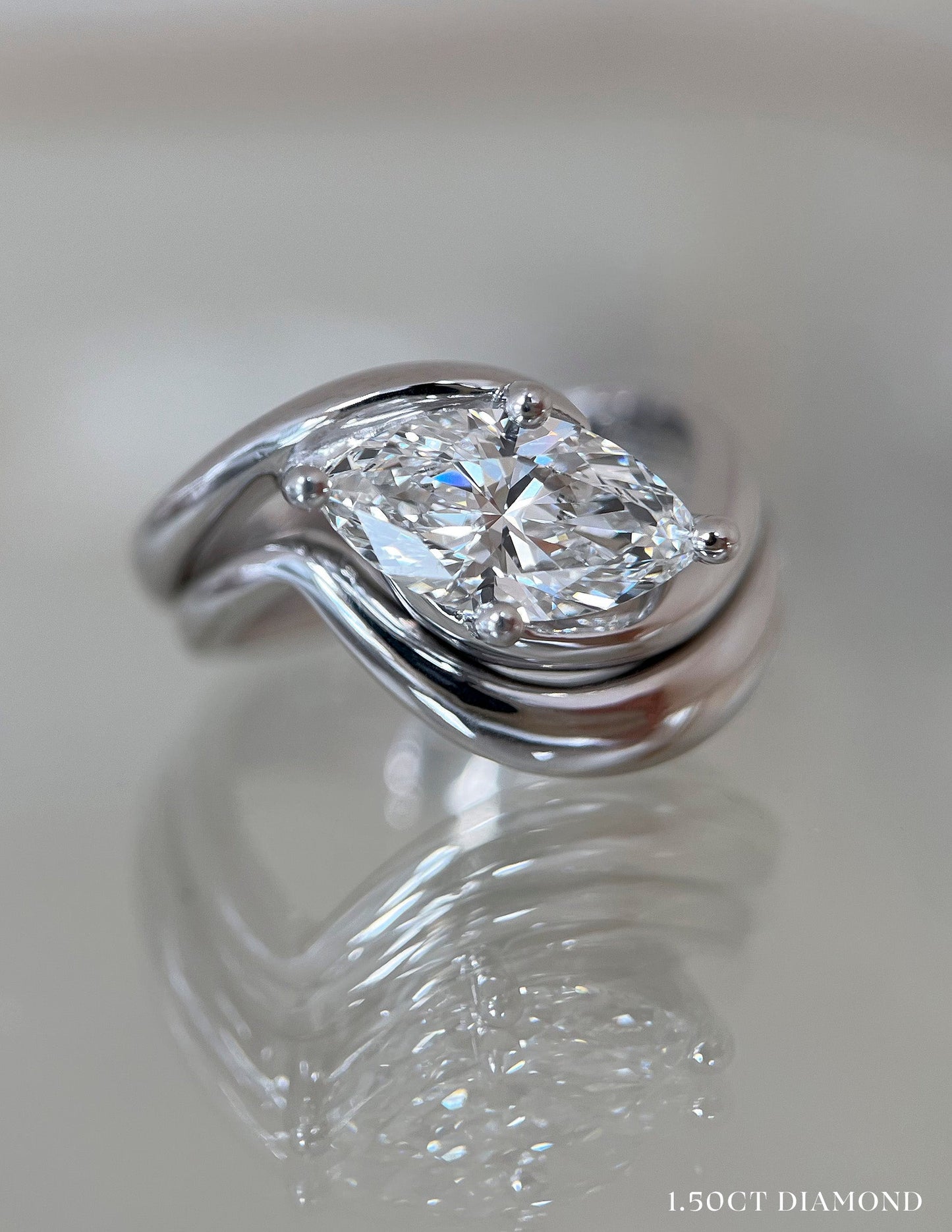 1.0- 2.0ct MARQUISE Solitaire Ring & Band SET - Geum Jewels