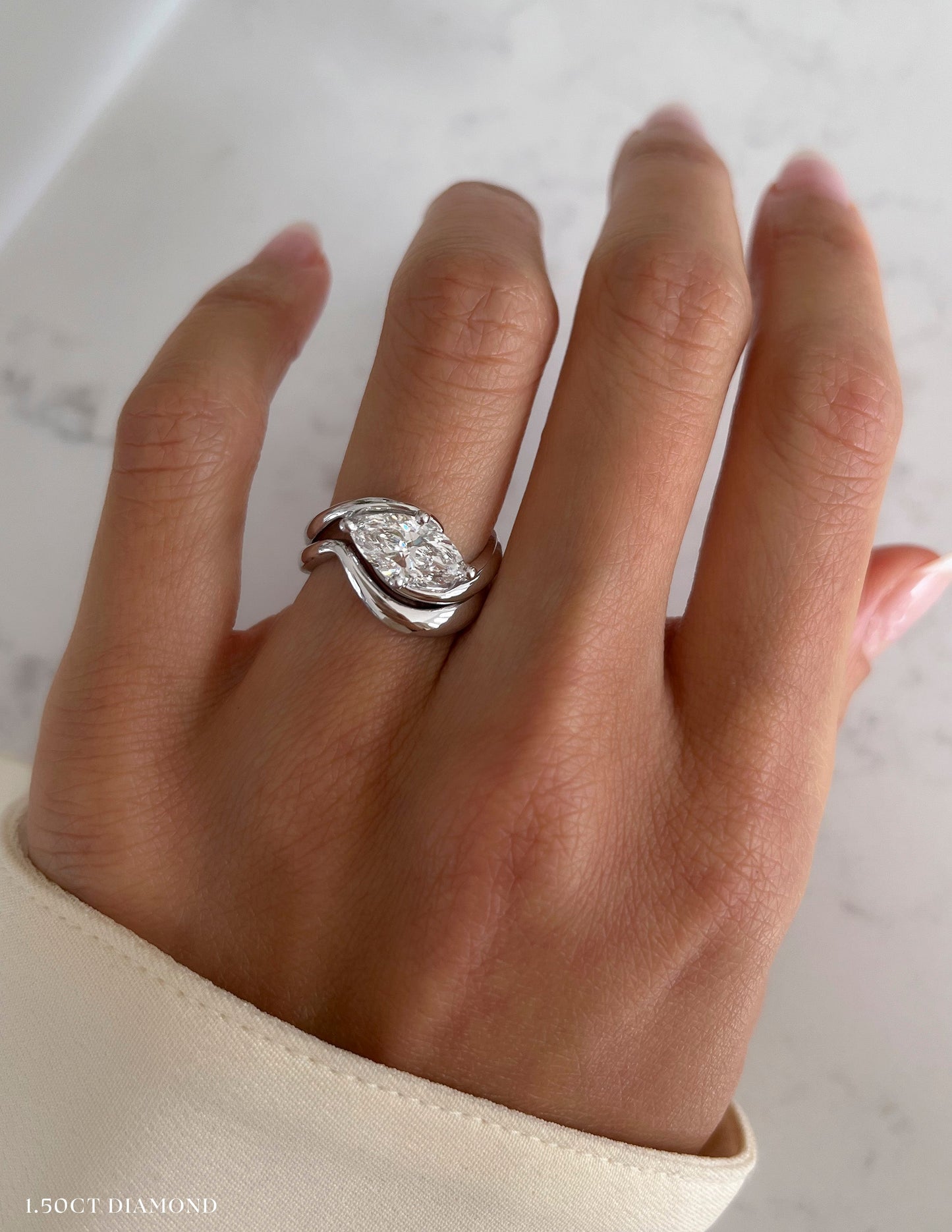 1.0- 2.0ct MARQUISE Solitaire Ring & Band SET - Geum Jewels