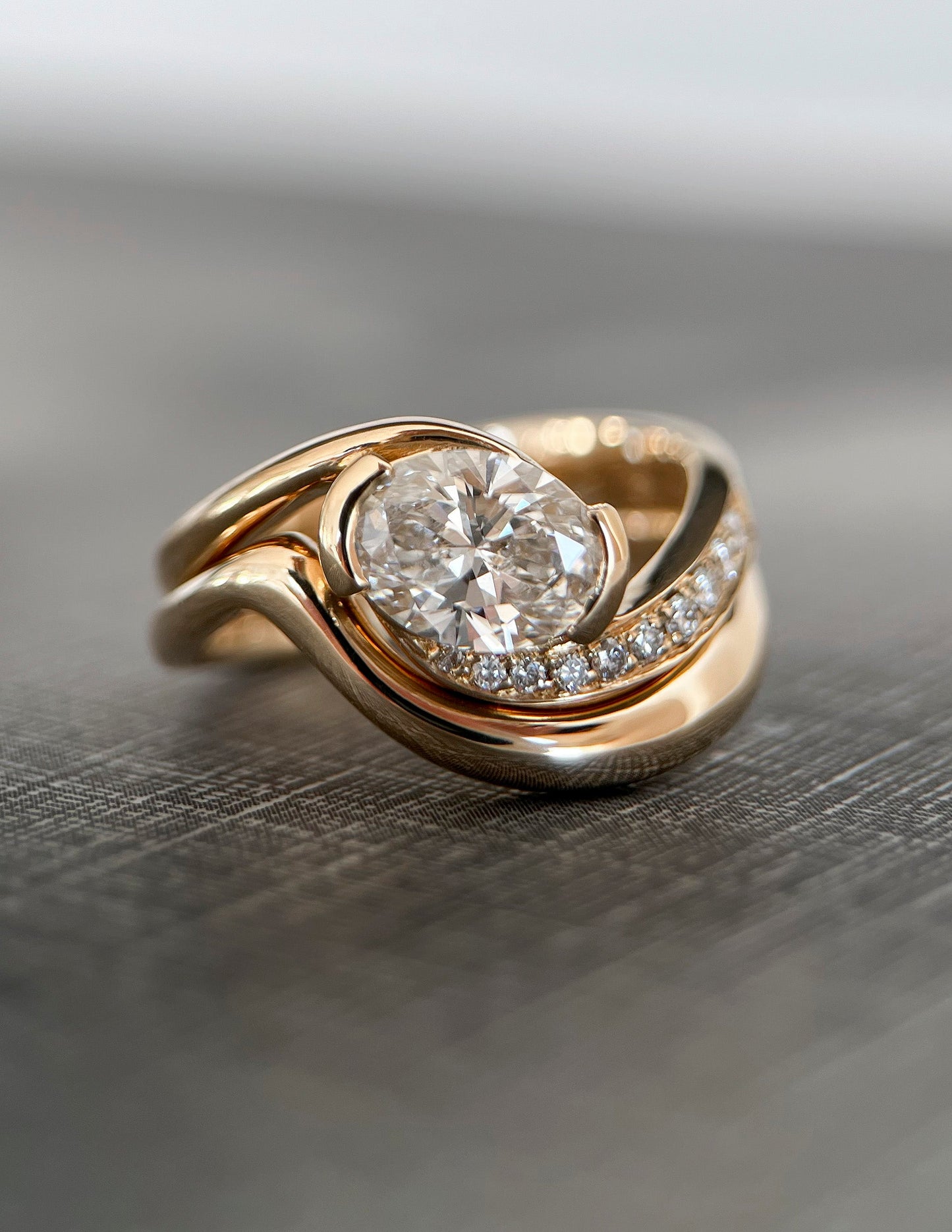 1.0- 2.0ct OVAL Solitaire Ring & Band SET - Geum Jewels