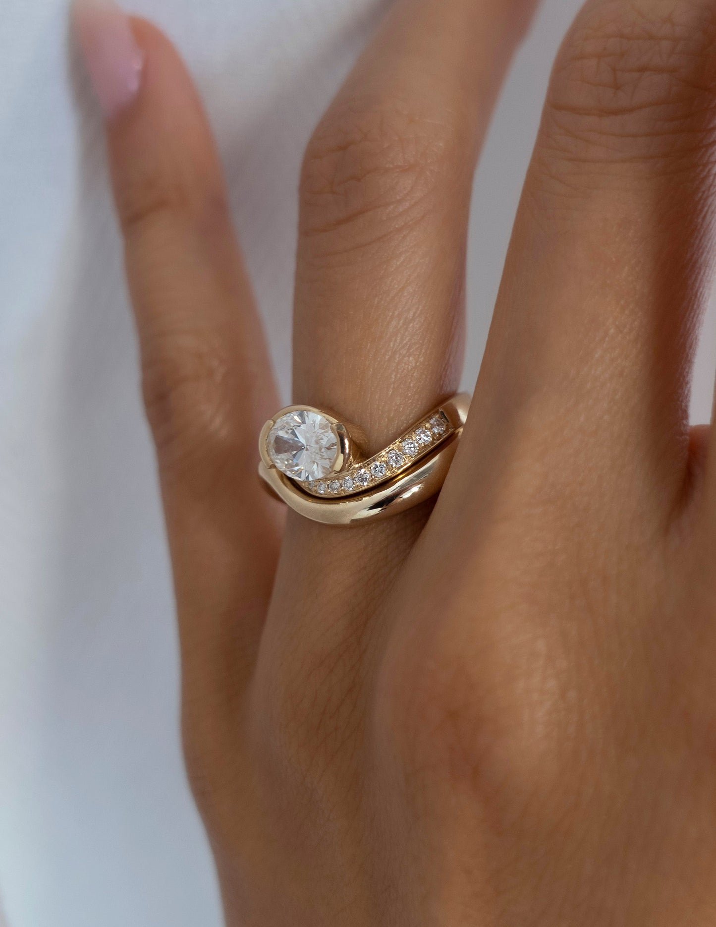 1.0- 2.0ct OVAL Solitaire Ring & Band SET - Geum Jewels