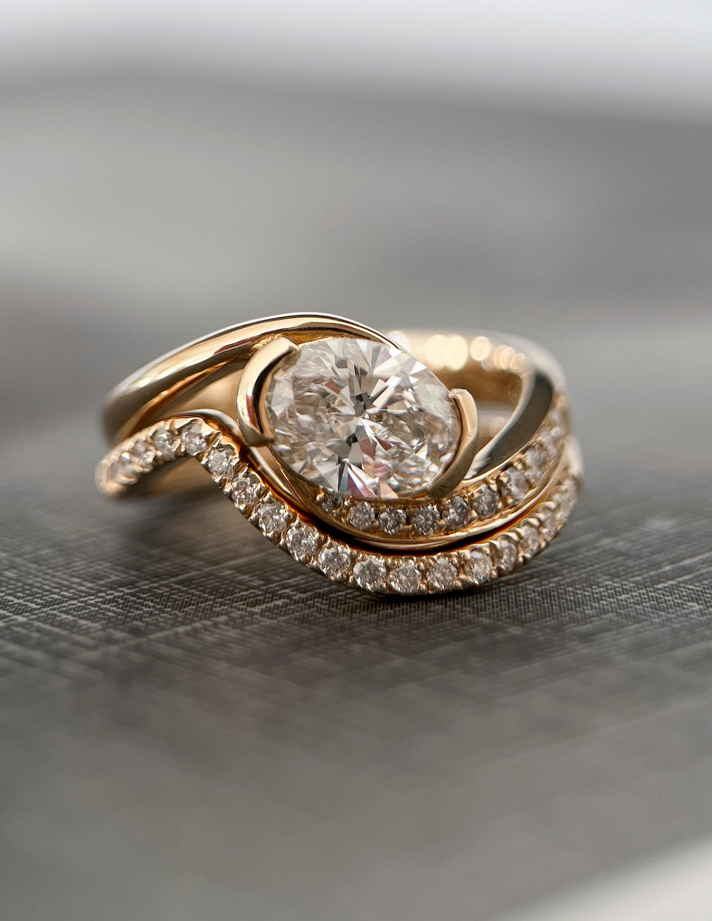 1.0- 2.0ct OVAL Solitaire Ring & Band SET - Geum Jewels