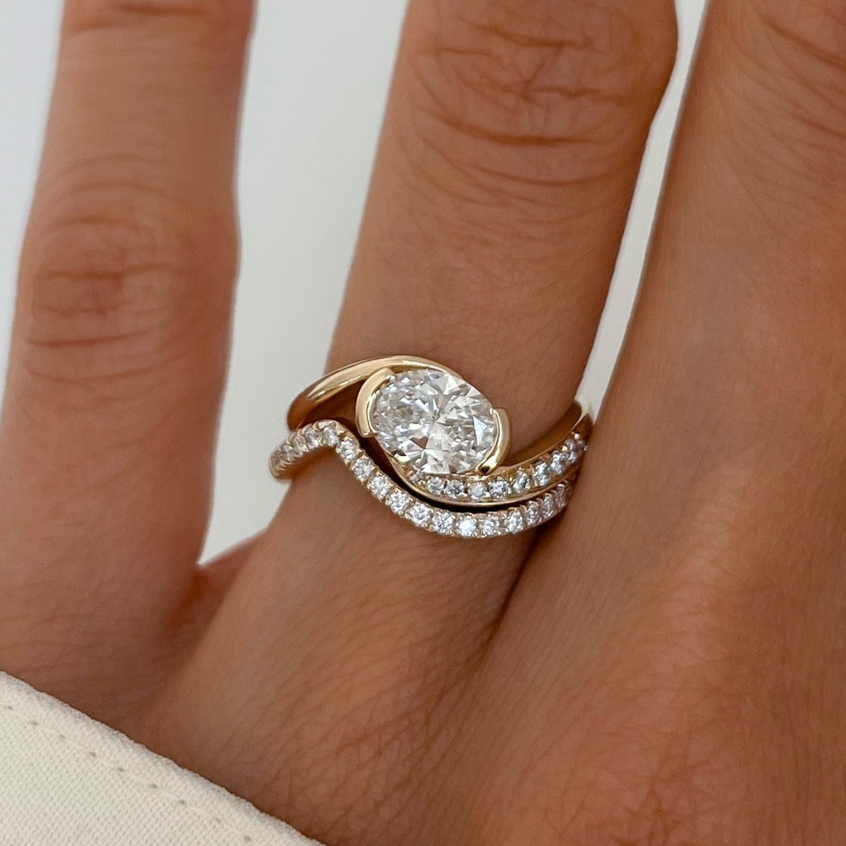 1.0- 2.0ct OVAL Solitaire Ring & Band SET - Geum Jewels