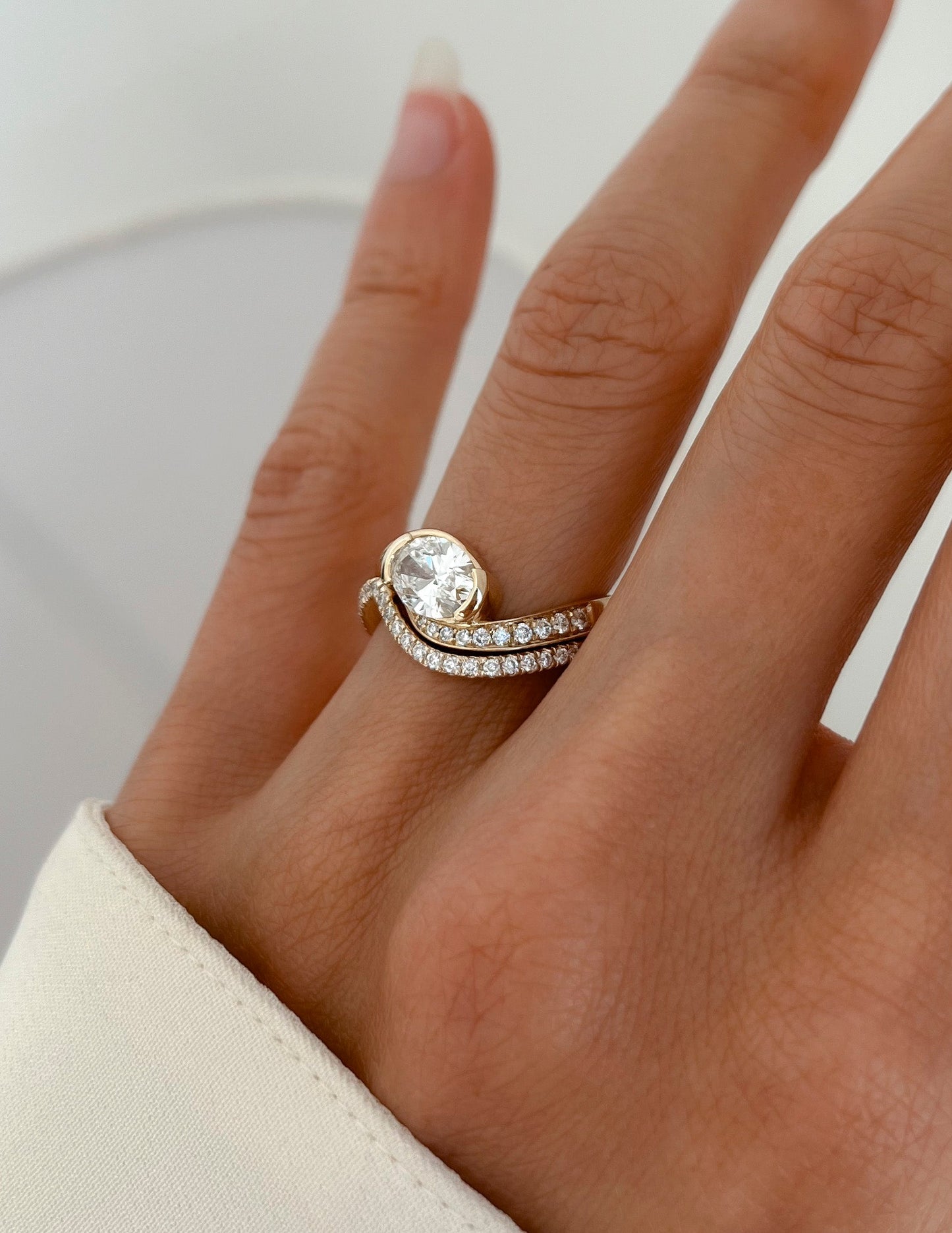 1.0- 2.0ct OVAL Solitaire Ring & Band SET - Geum Jewels