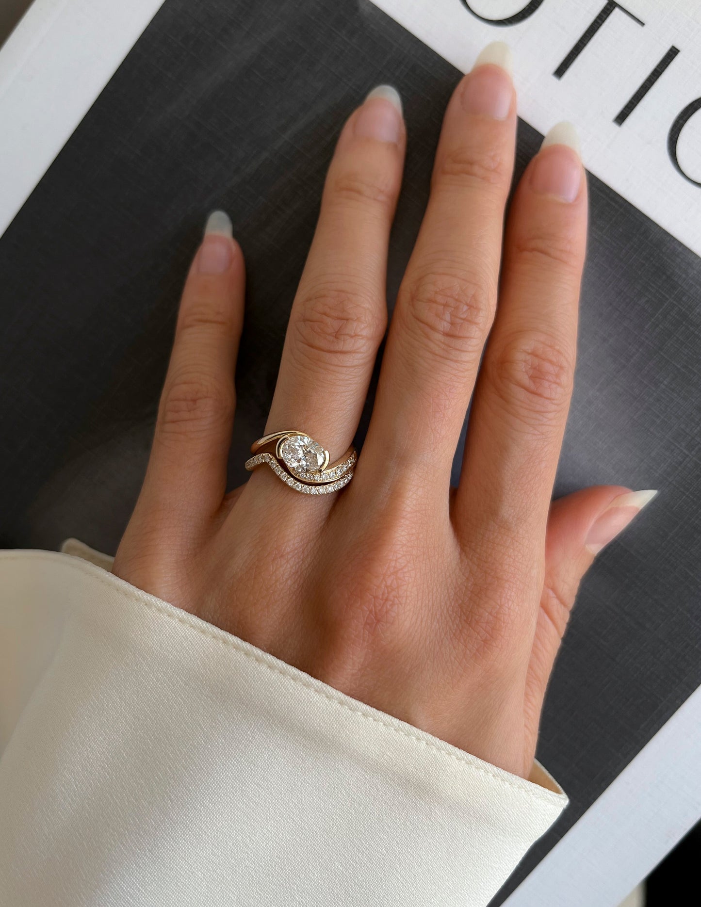 1.0- 2.0ct OVAL Solitaire Ring & Band SET - Geum Jewels