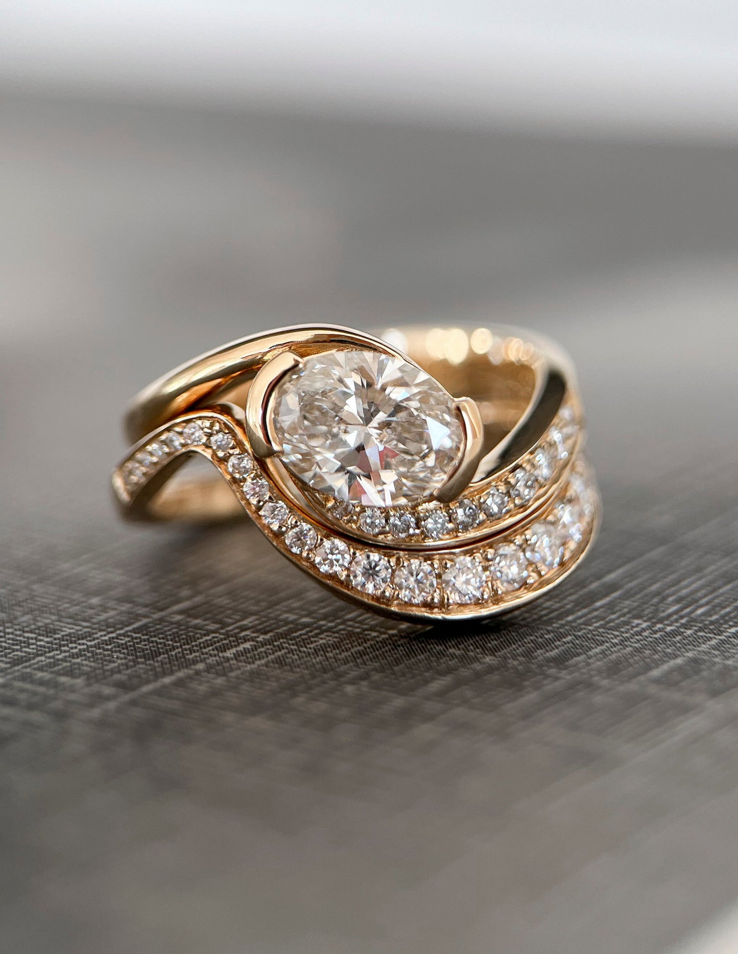 1.0- 2.0ct OVAL Solitaire Ring & Band SET - Geum Jewels