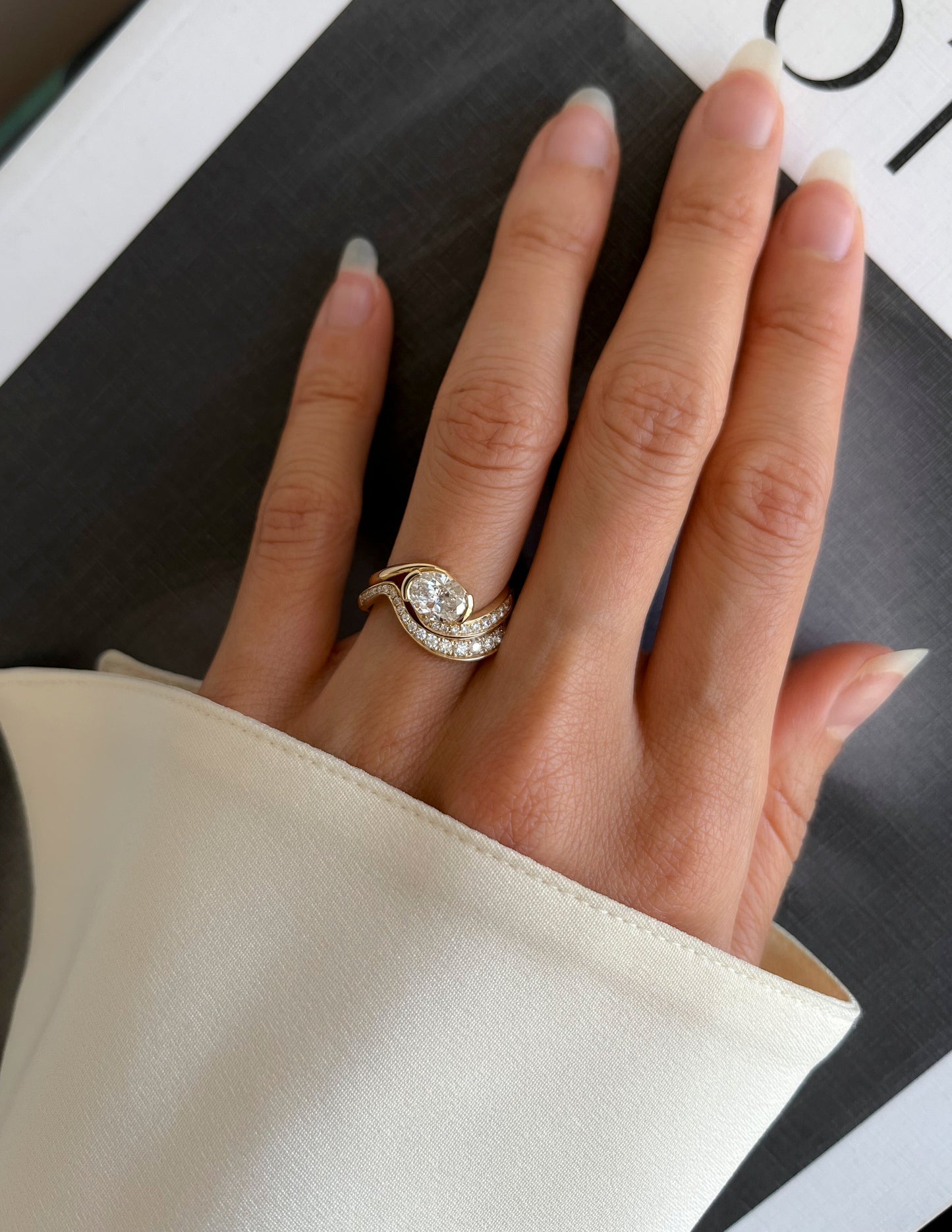 1.0- 2.0ct OVAL Solitaire Ring & Band SET - Geum Jewels
