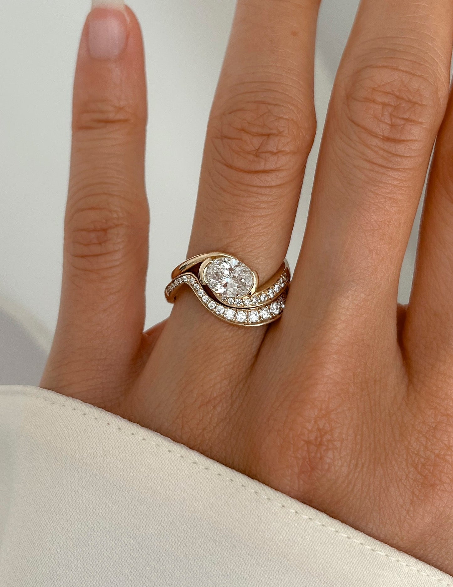 1.0- 2.0ct OVAL Solitaire Ring & Band SET - Geum Jewels