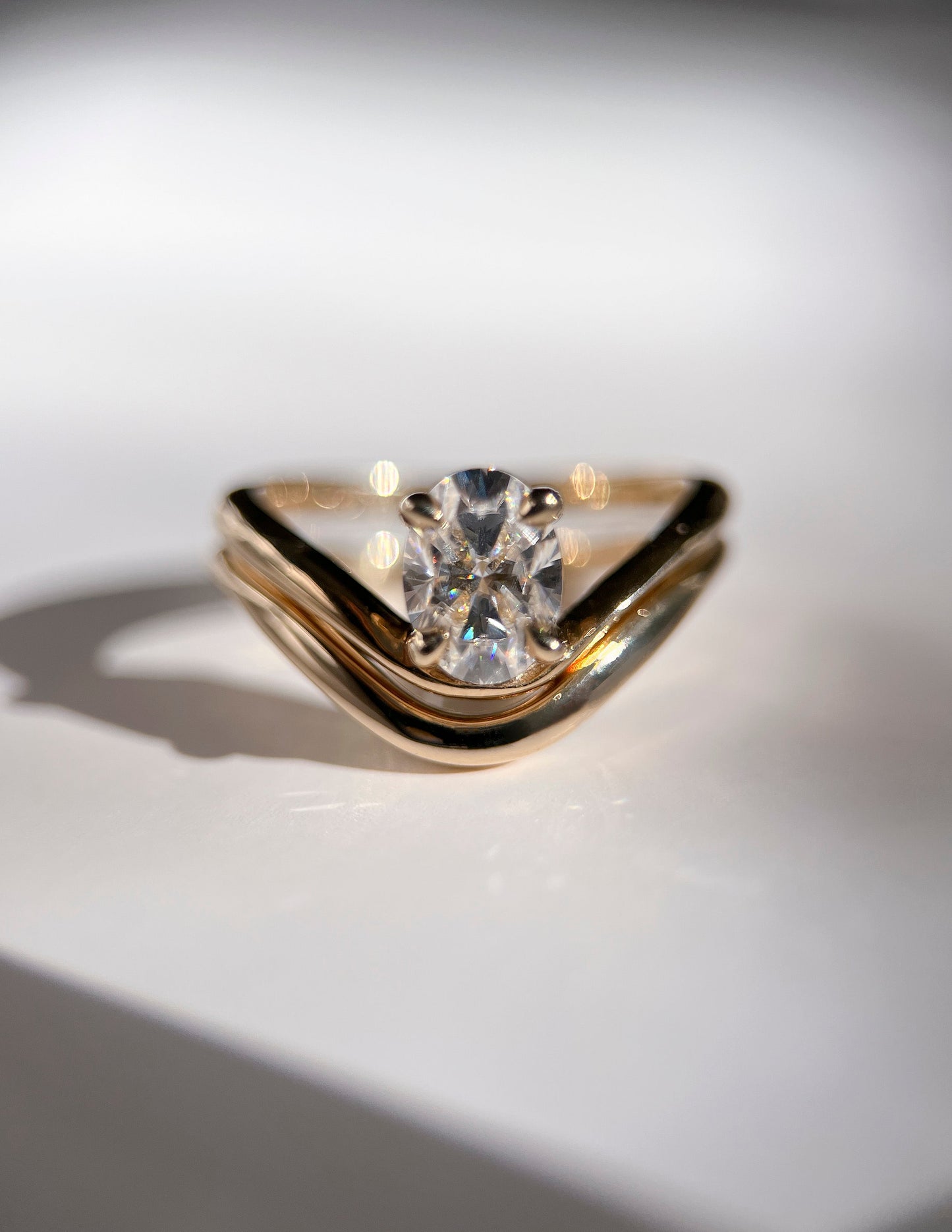1.0- 2.0ct Oval Sunrise Ring & Band SET - Geum Jewels