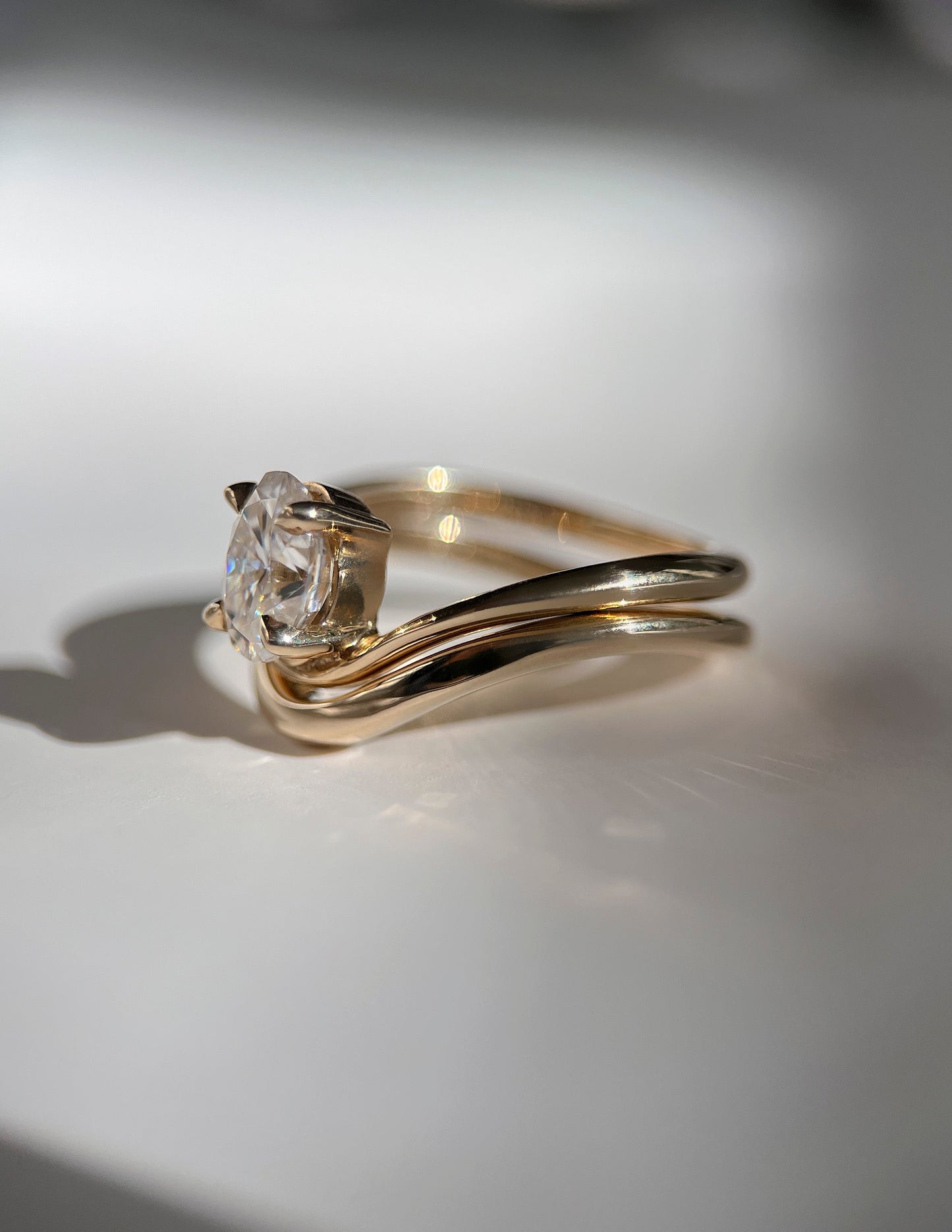 1.0- 2.0ct Oval Sunrise Ring & Band SET - Geum Jewels