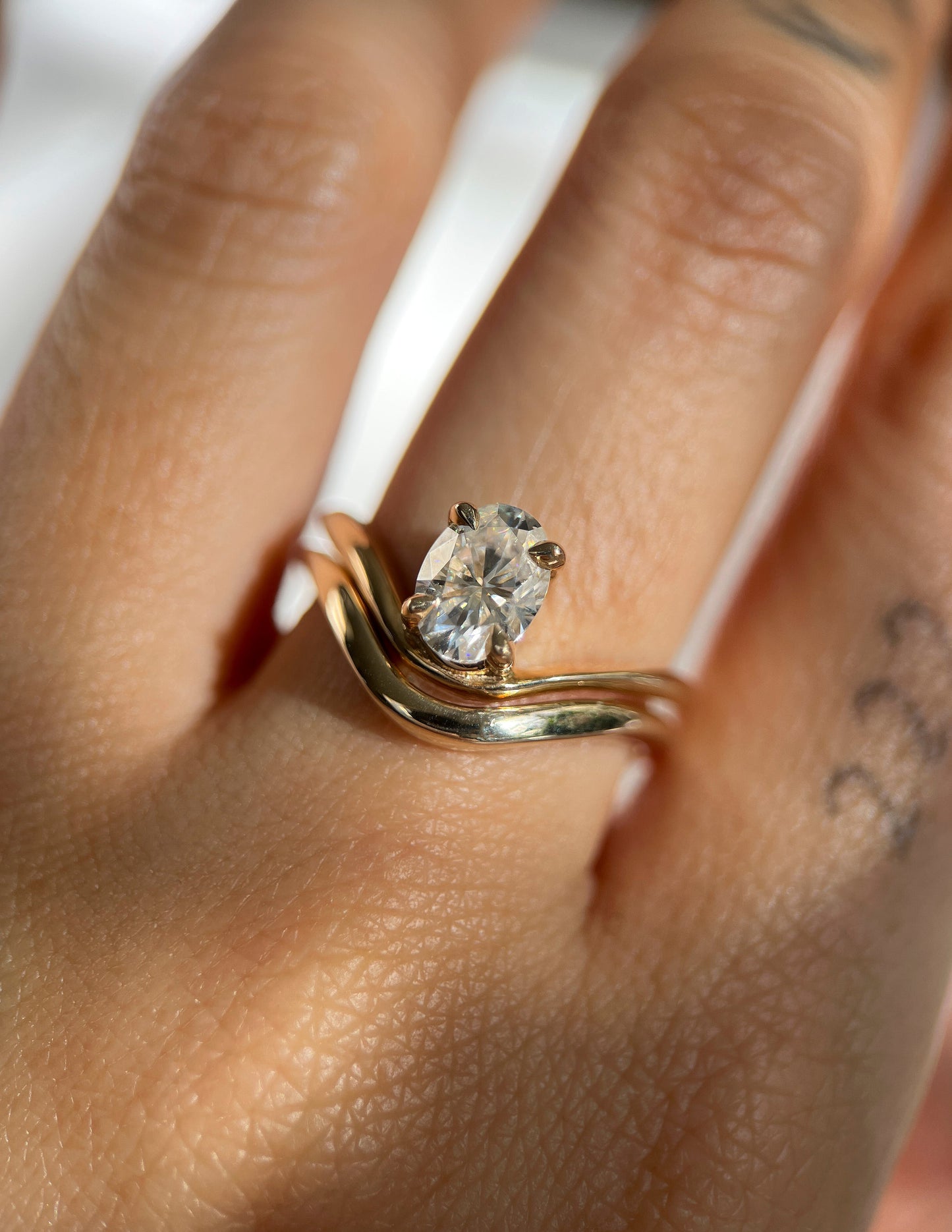 1.0- 2.0ct Oval Sunrise Ring & Band SET - Geum Jewels