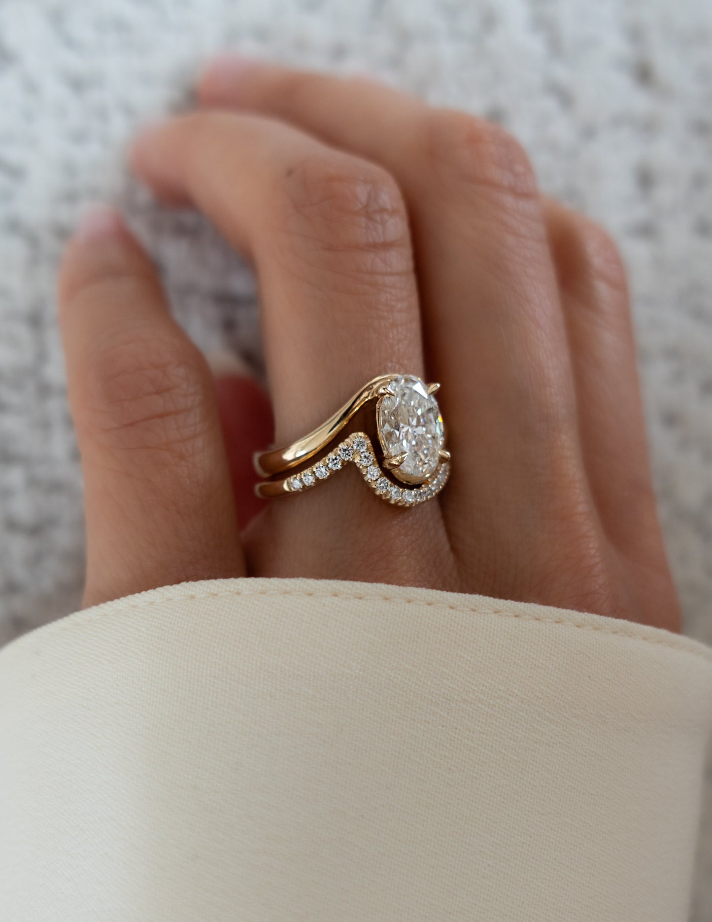 1.0- 2.0ct VERTICAL OVAL Solitaire Ring & Band SET - Geum Jewels