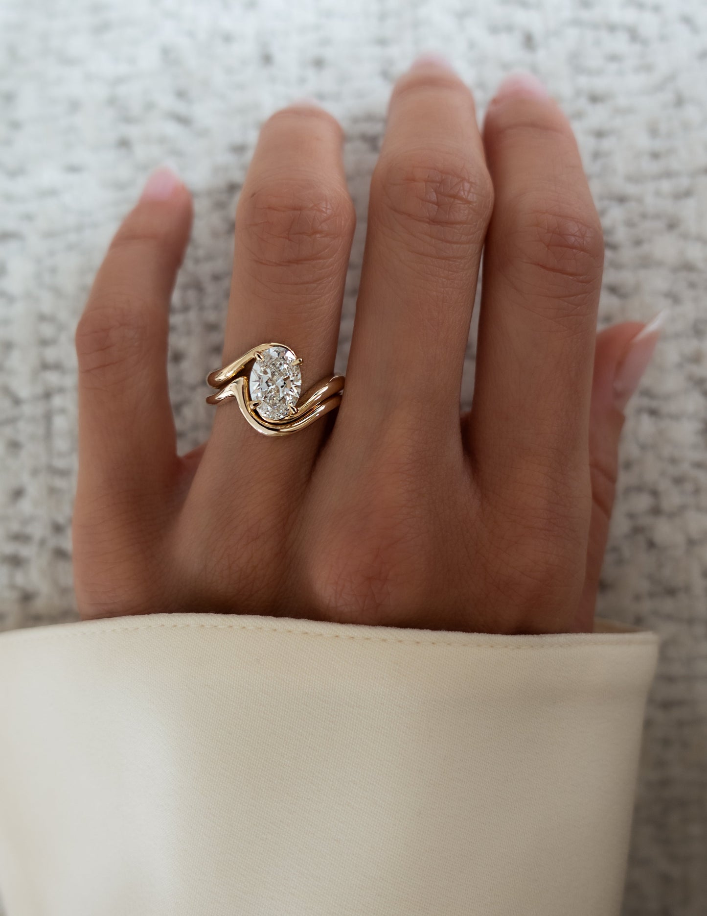 1.0- 2.0ct VERTICAL OVAL Solitaire Ring & Band SET - Geum Jewels