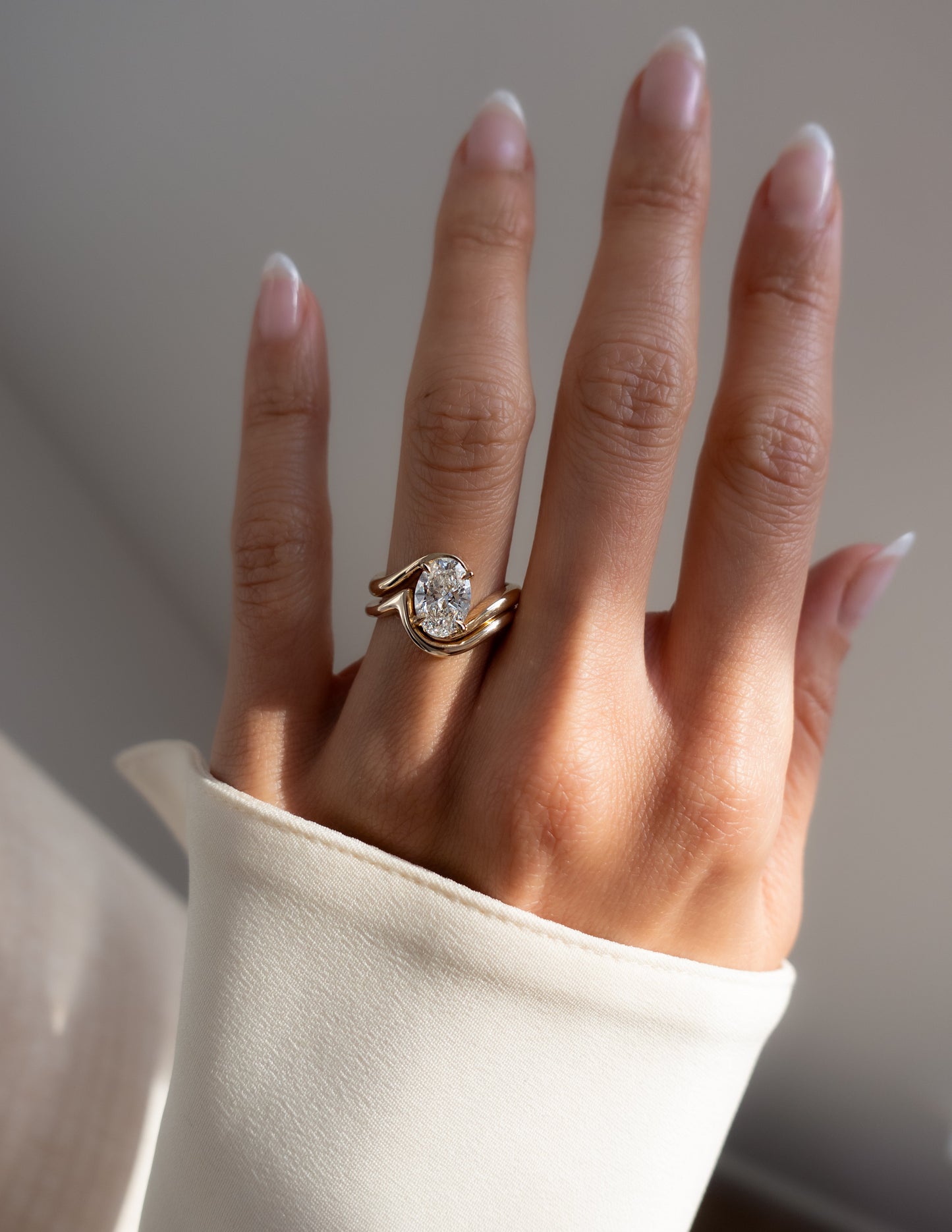 1.0- 2.0ct VERTICAL OVAL Solitaire Ring & Band SET - Geum Jewels