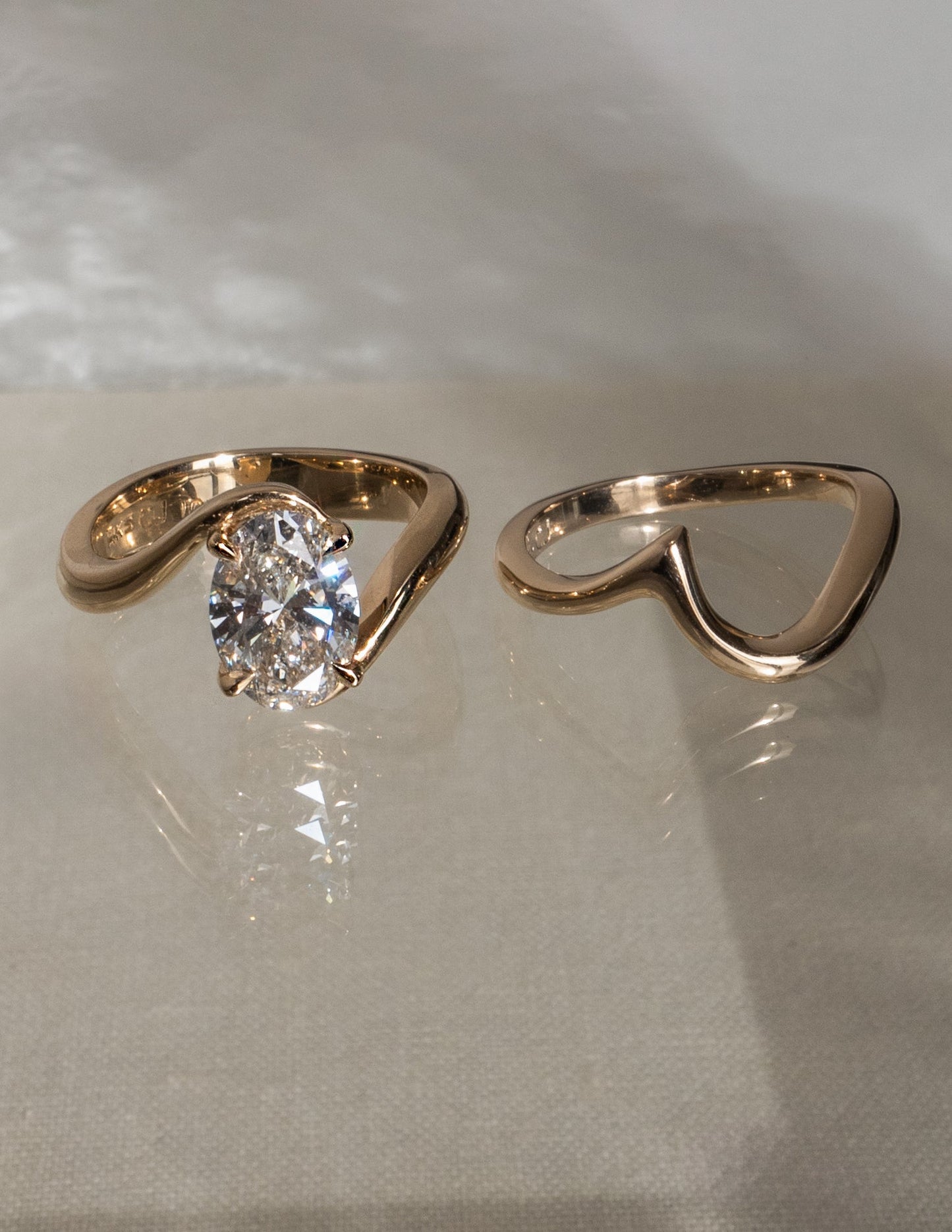 1.0- 2.0ct VERTICAL OVAL Solitaire Ring & Band SET - Geum Jewels