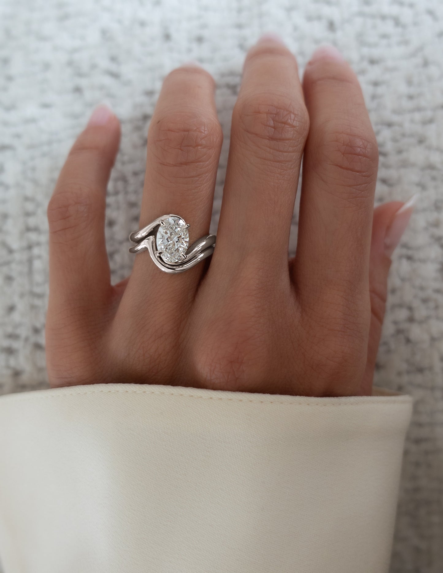 1.0- 2.0ct VERTICAL OVAL Solitaire Ring & Band SET - Geum Jewels
