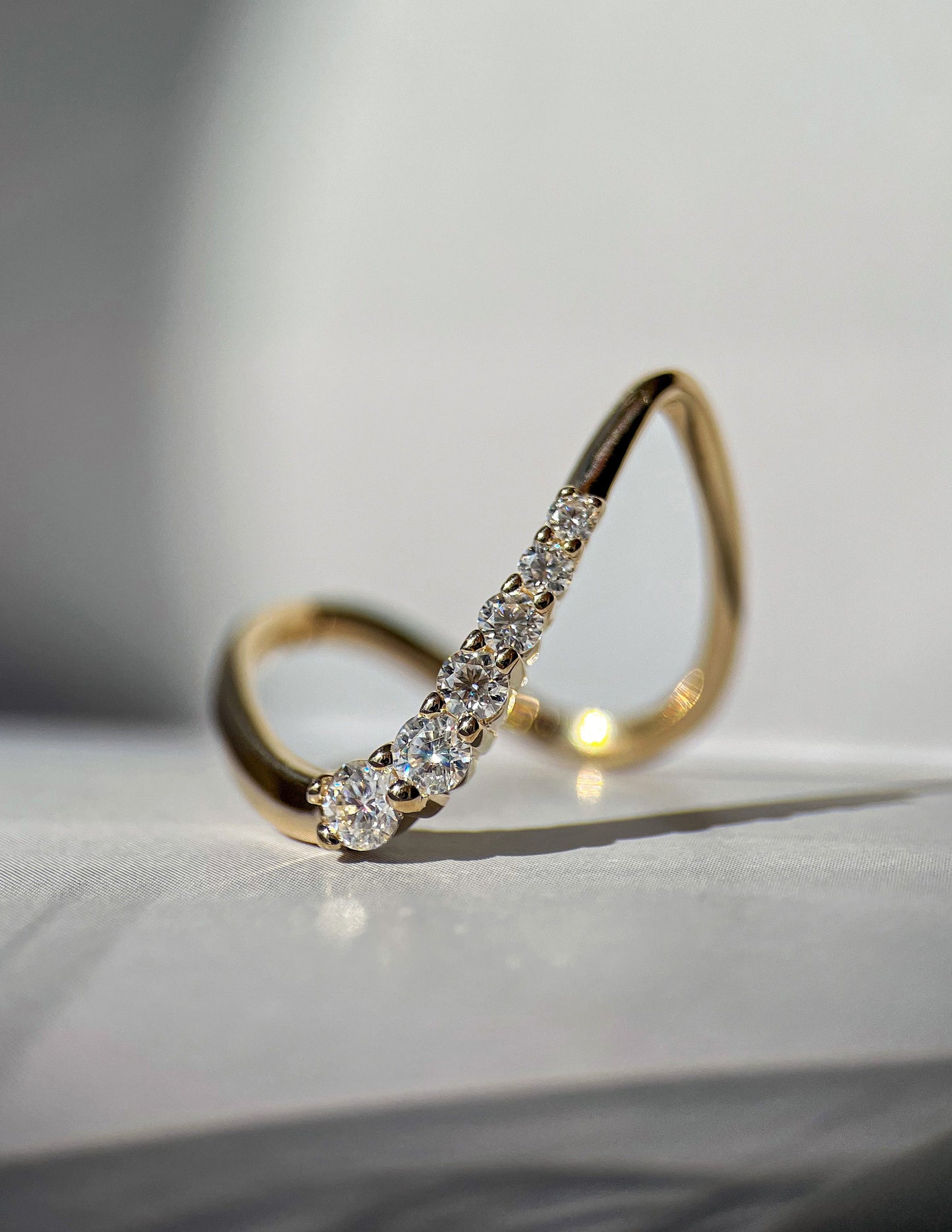 Cadette Adorned Oceanic Nature Inspired Asymmetrical Ring
