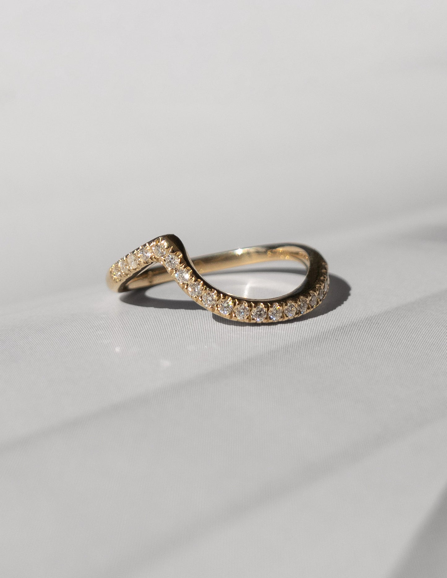 Cadette Minimal Pave Diamond engagement band. Pave Diamond Ocean Inspired Engagement band. Pave Diamond Nature Inspired Engagement band.