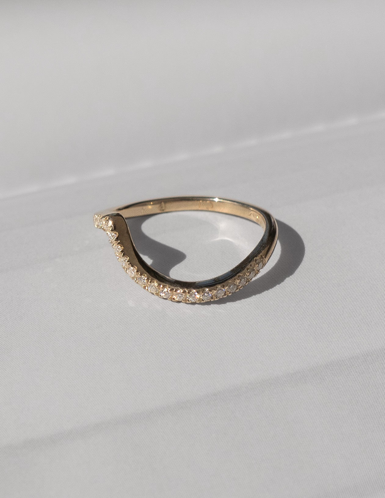 Cadette Minimal Pave Diamond engagement band. Pave Diamond Ocean Inspired Engagement band. Pave Diamond Nature Inspired Engagement band.