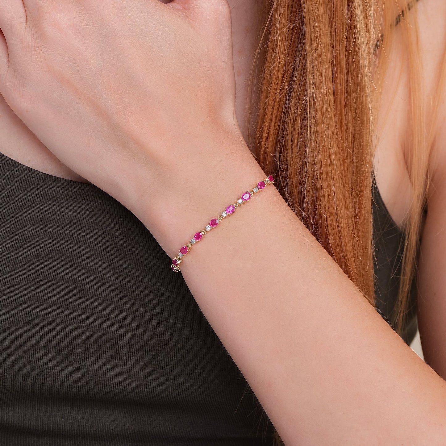 Ruby Diamond Garland Eternity Bracelet, Ivy