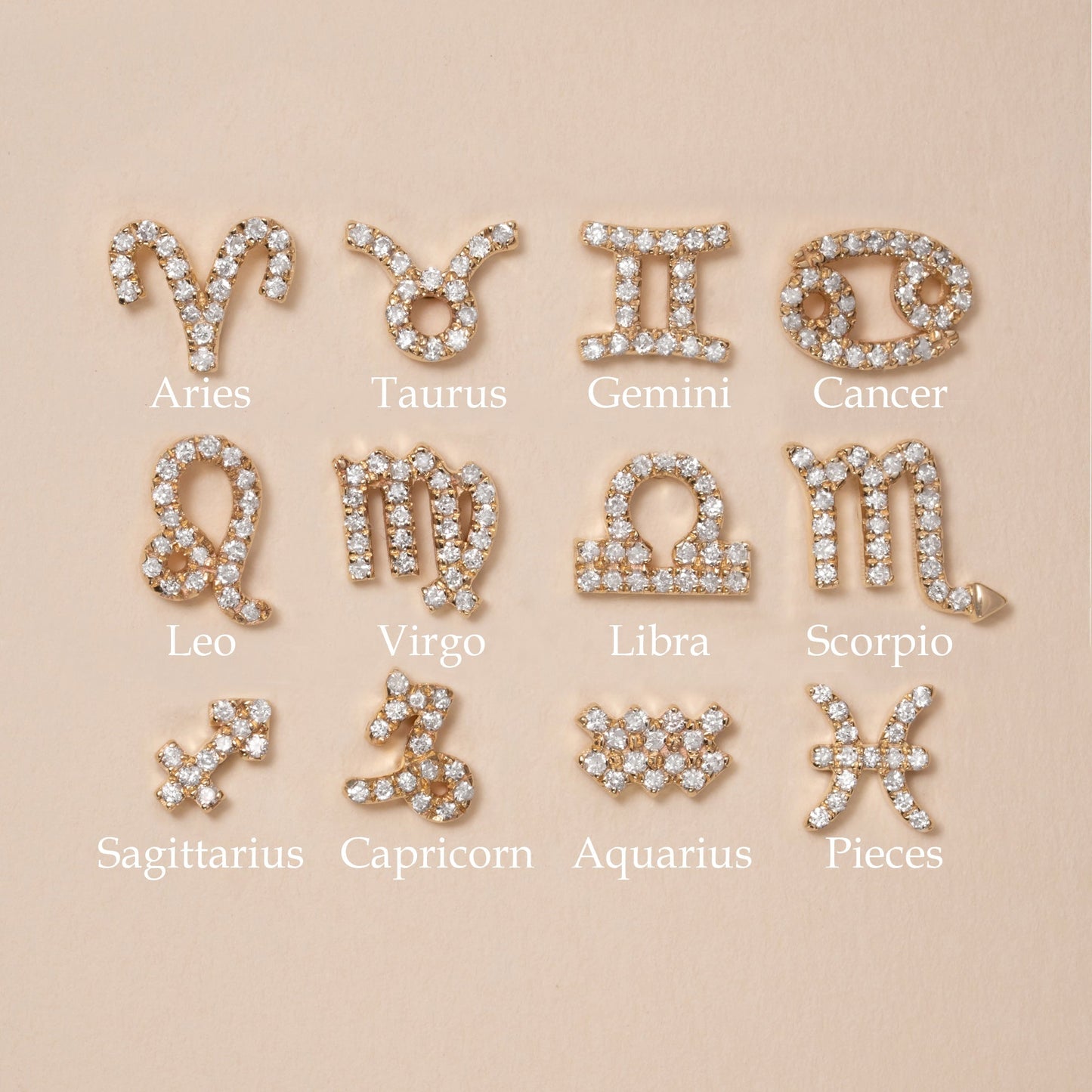Horoscope Diamond Stud Earrings, Destiny - Geum Jewels