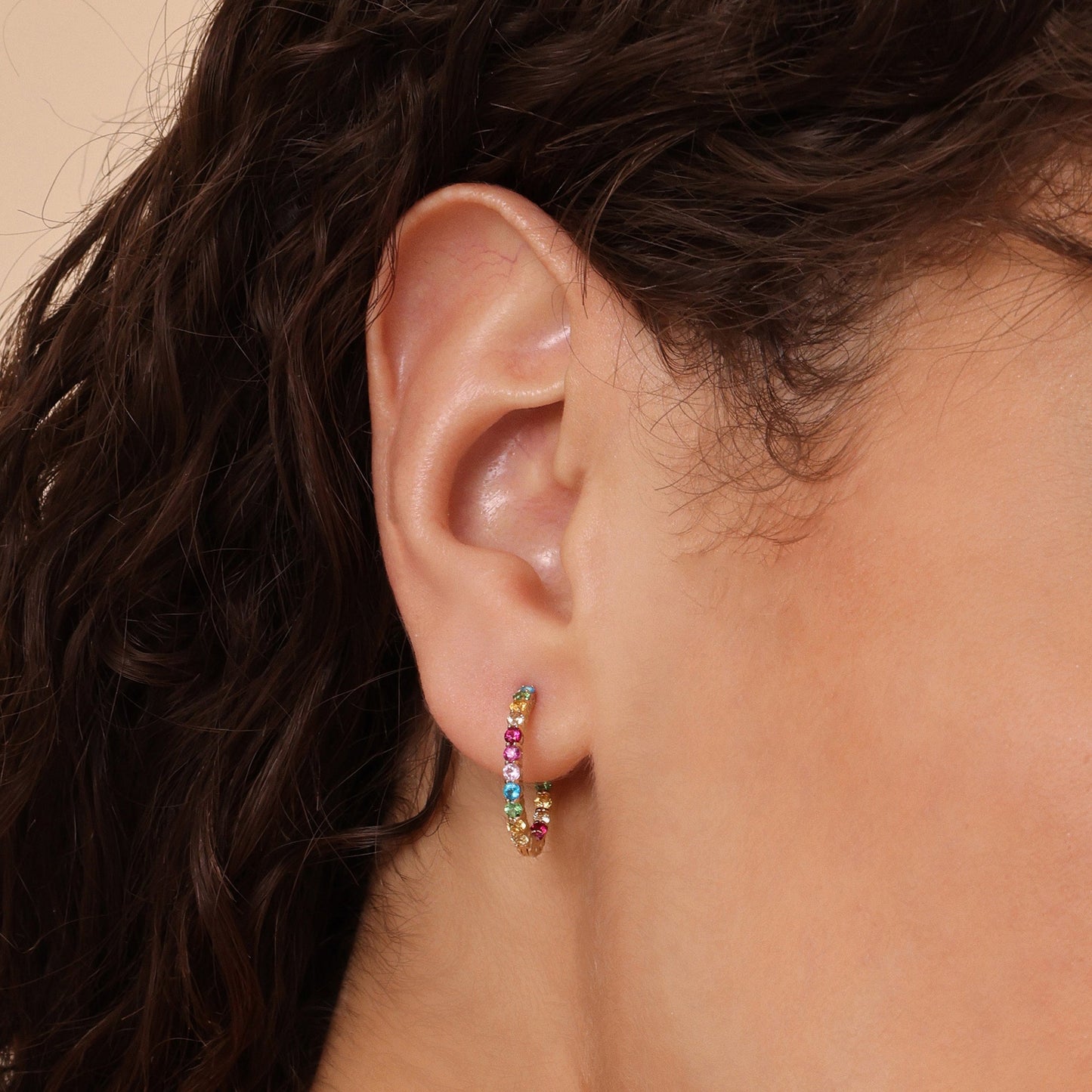 Dainty Rainbow Sapphire Huggies, Venus - Geum Jewels