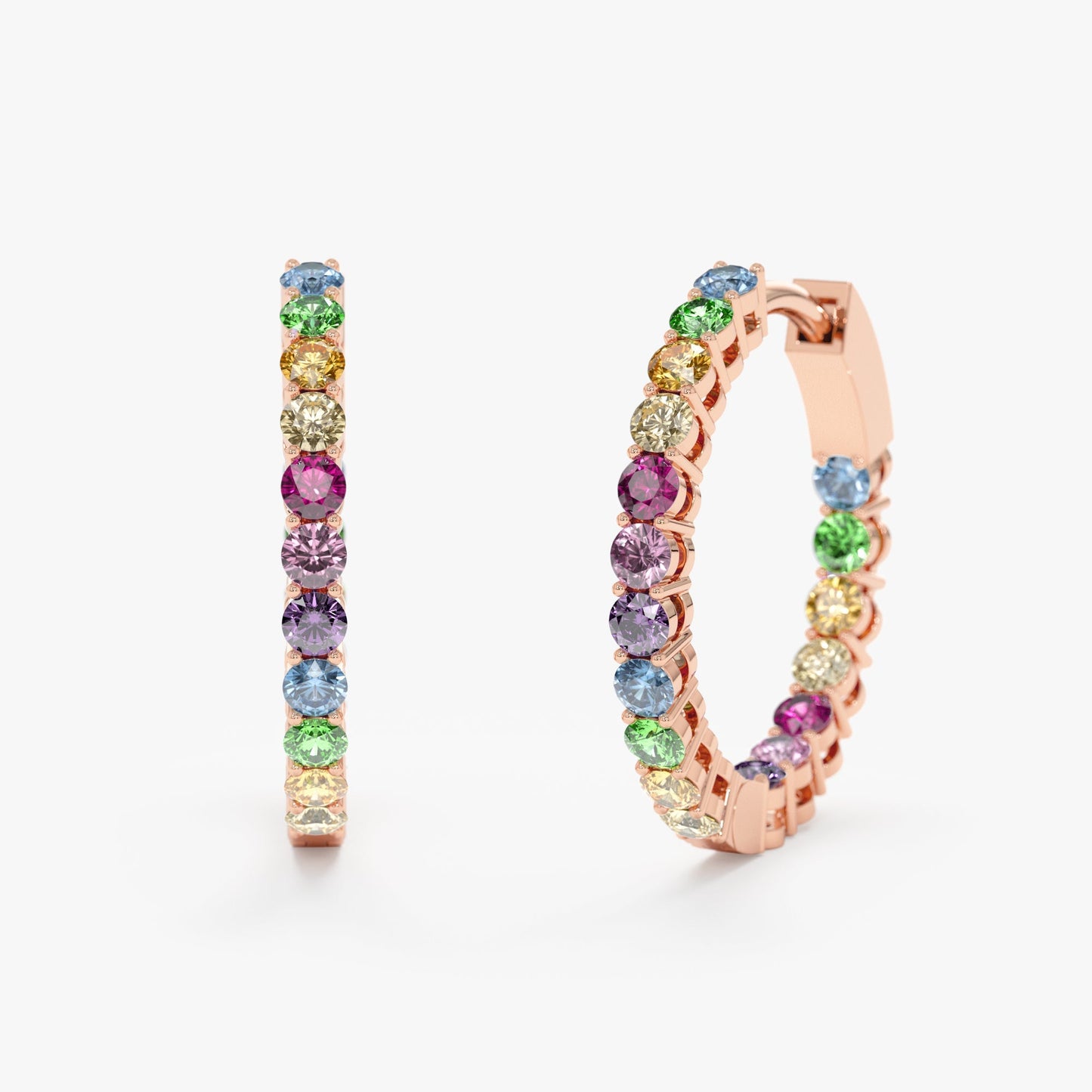Dainty Rainbow Sapphire Huggies, Venus - Geum Jewels