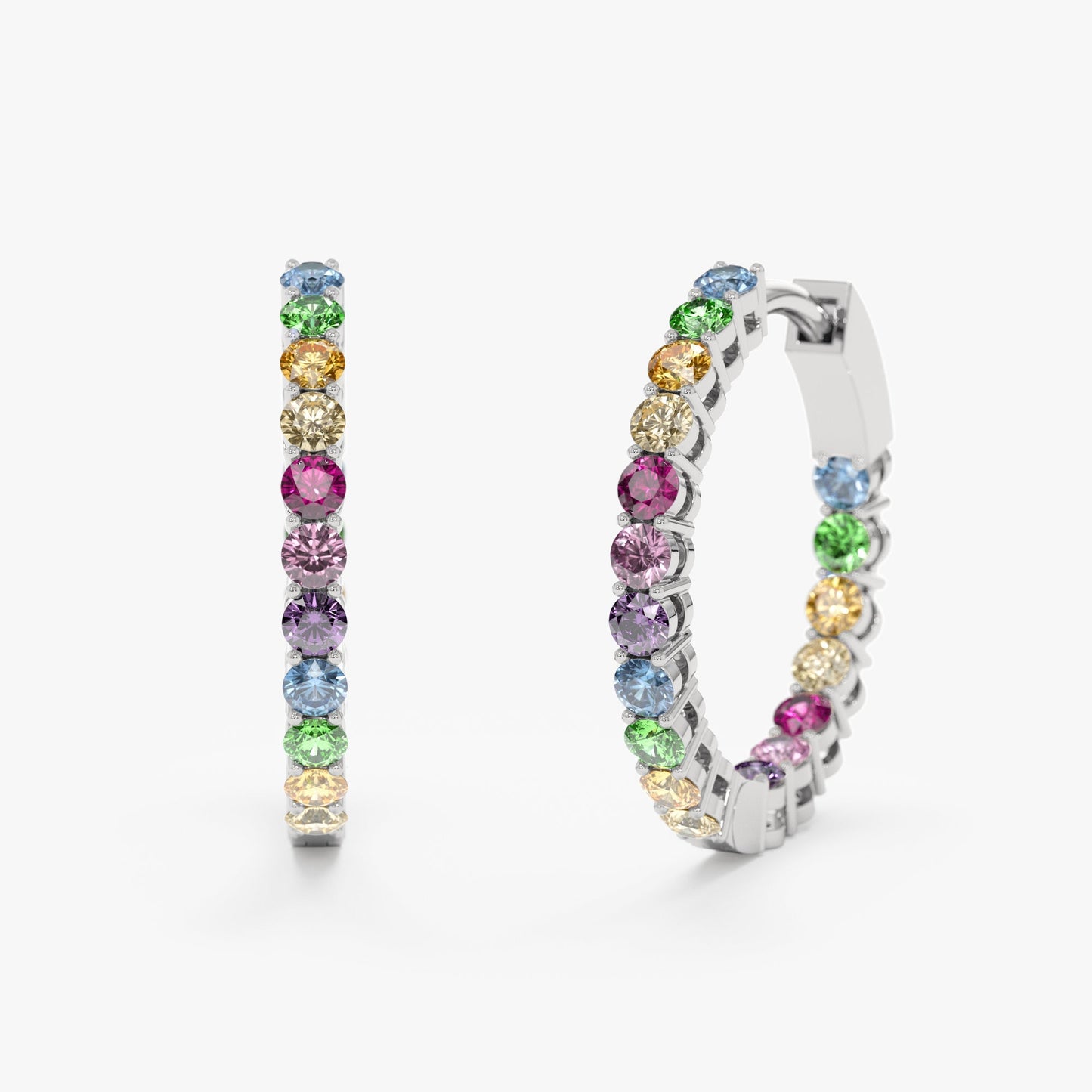 Dainty Rainbow Sapphire Huggies, Venus - Geum Jewels